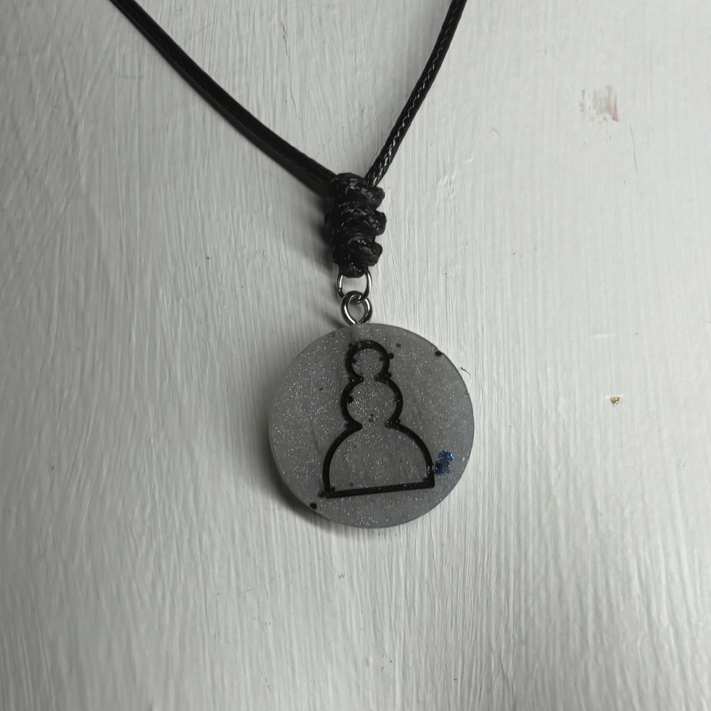 Silver Pawn - Handmade Resin Chess Necklace