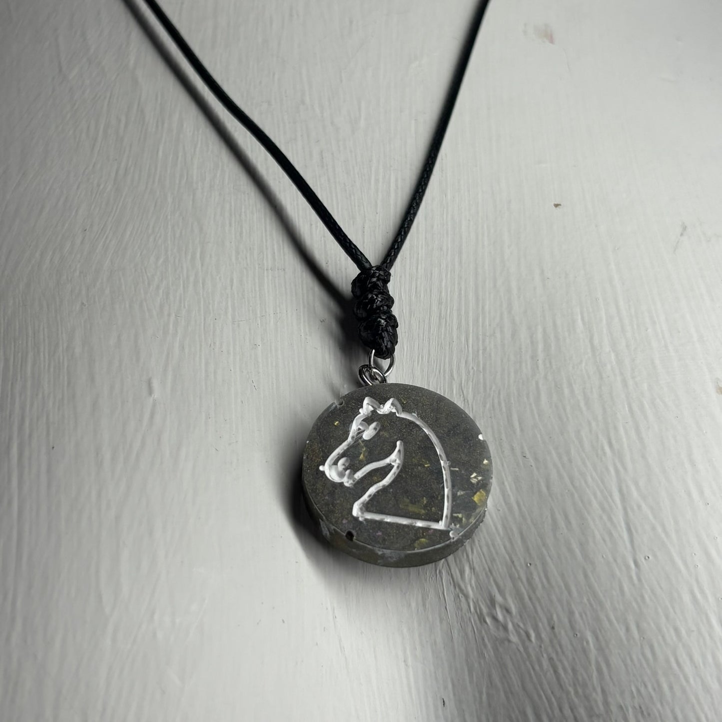 Dark Green Knight - Handmade Resin Chess Necklace