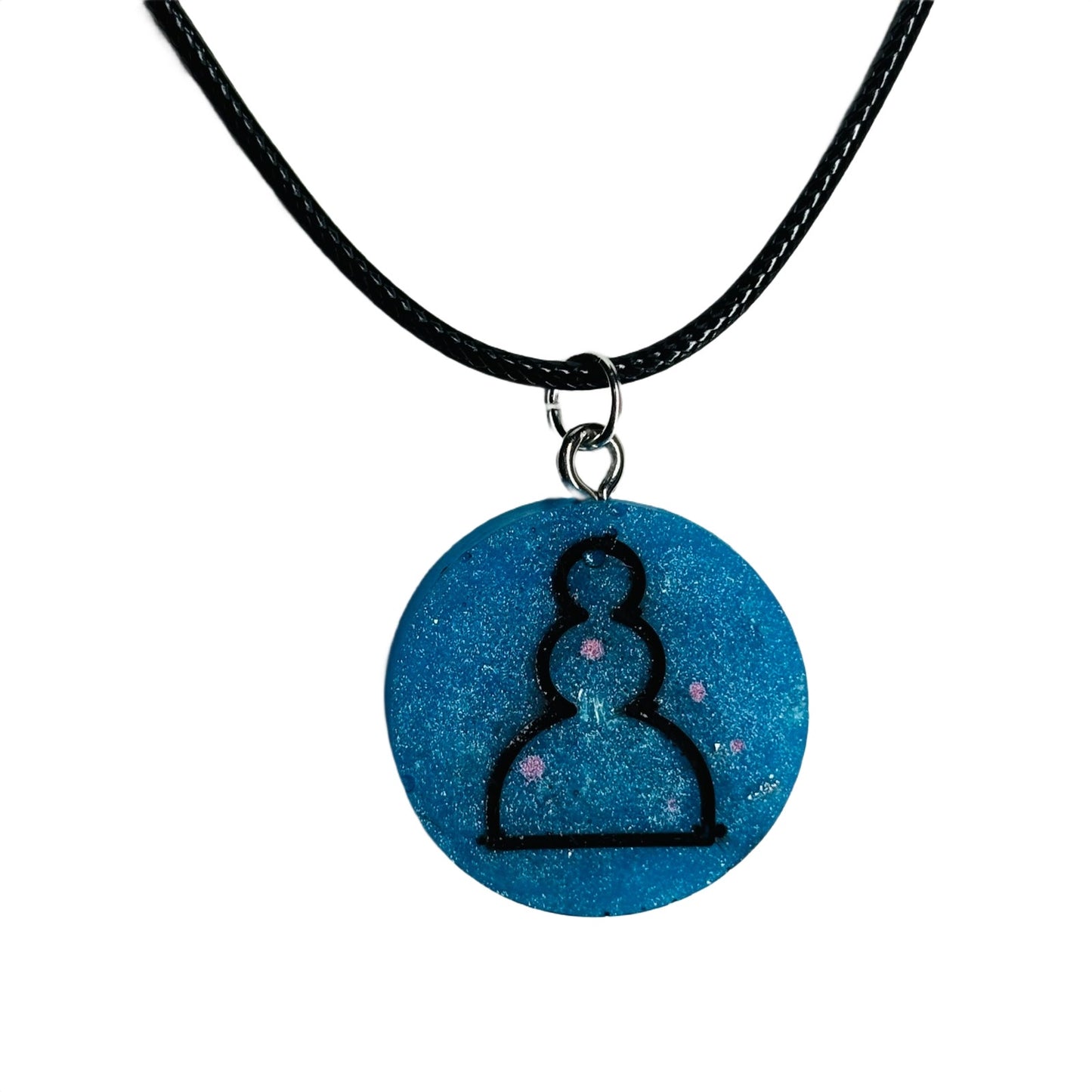Pretty Blue Pawn - Handmade Resin Chess Necklace