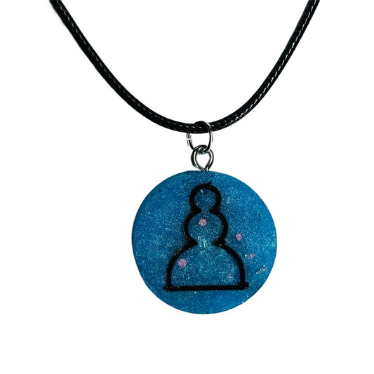 Pretty Blue Pawn - Handmade Resin Chess Necklace