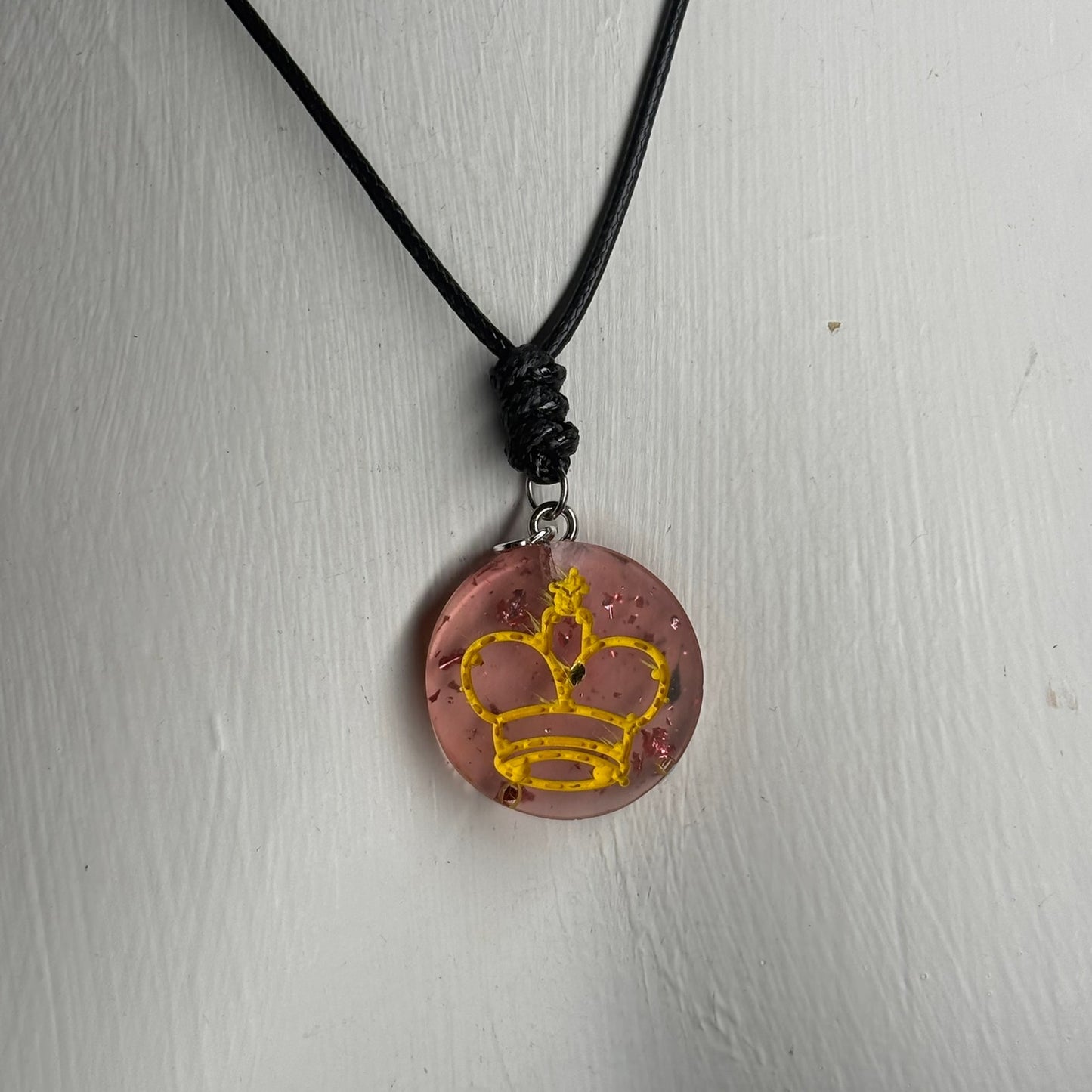 Violet Red King - Handmade Resin Chess Necklace