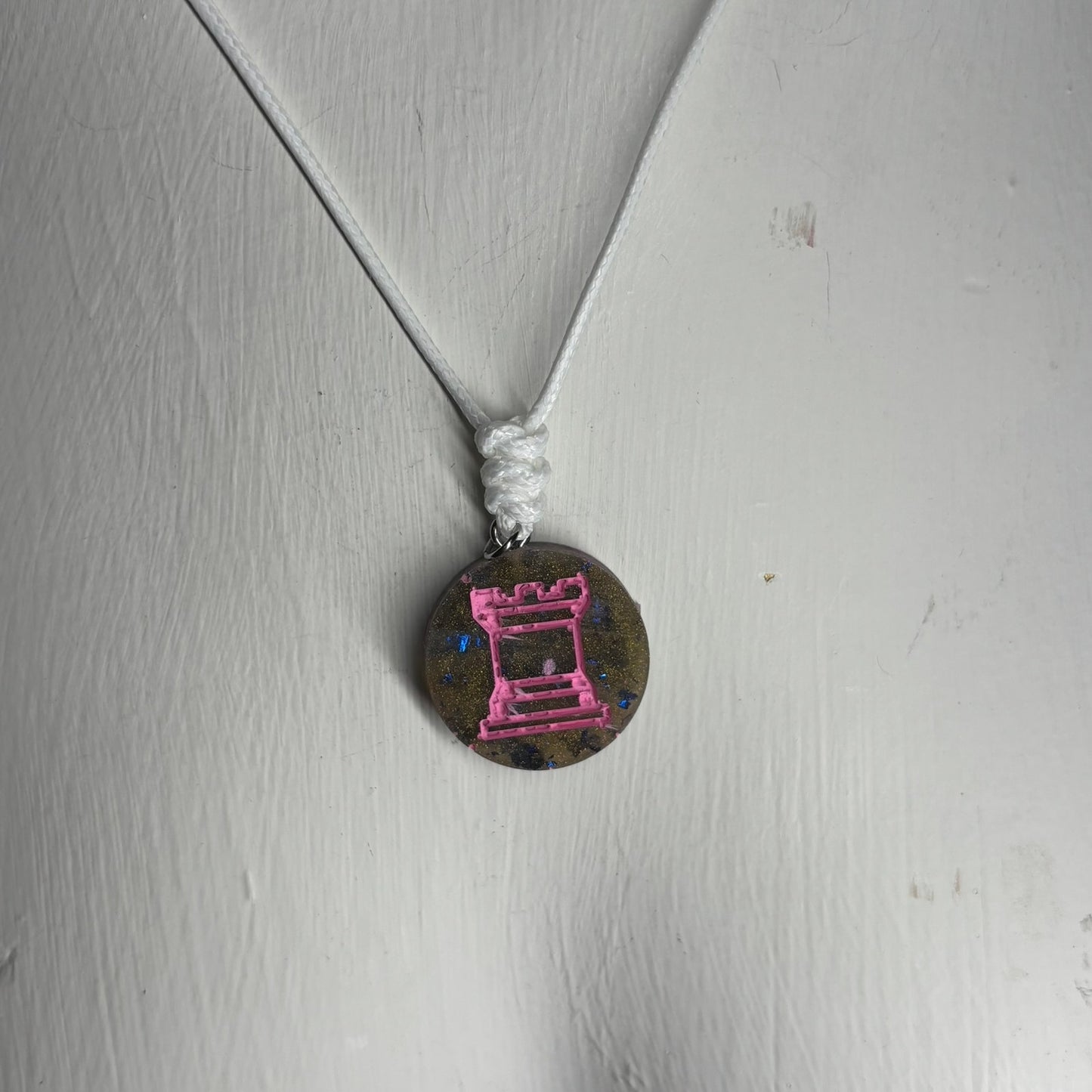 Classic Retro Rook - Handmade Resin Chess Necklace