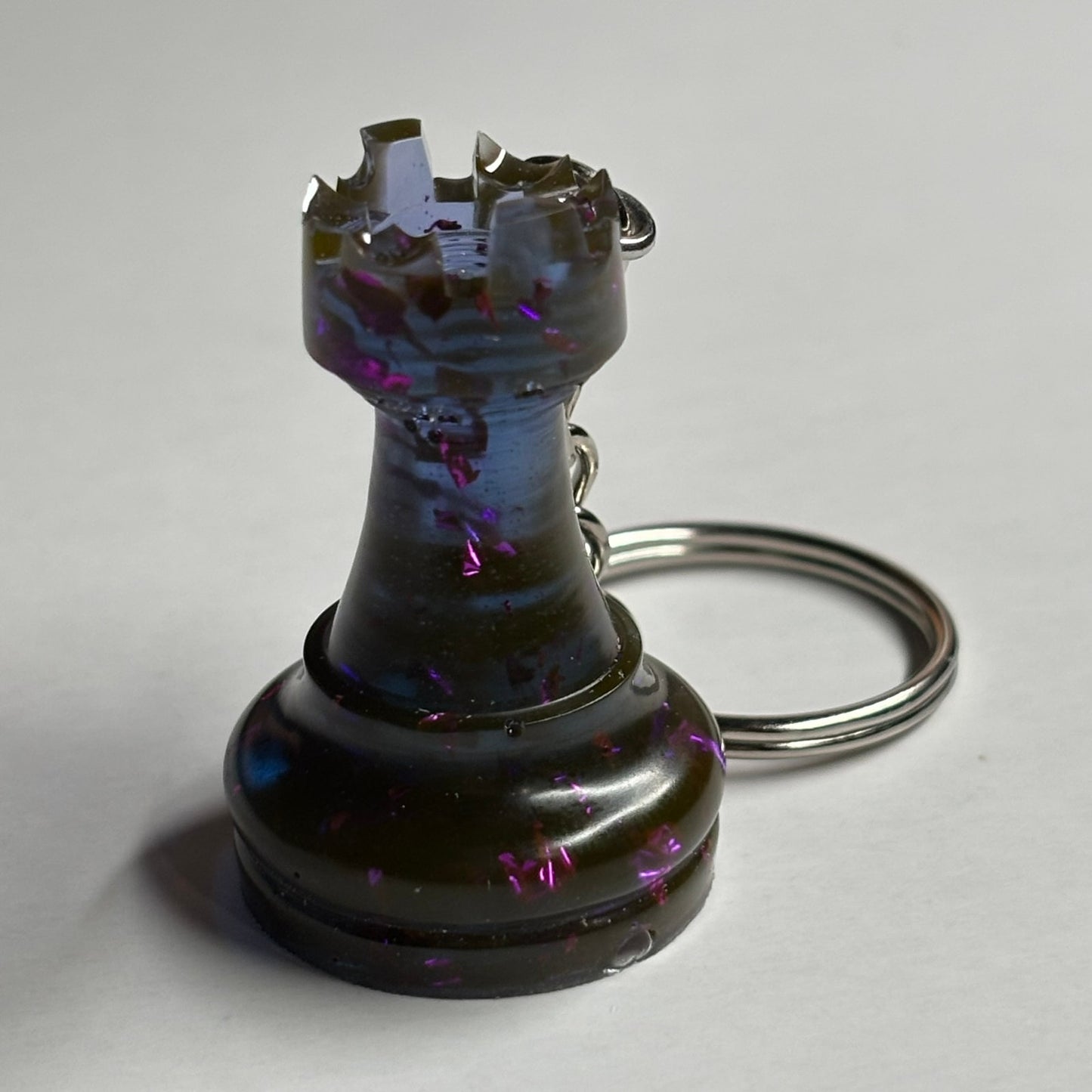 Navy Royal Blue Rook - Handmade Resin Keychain