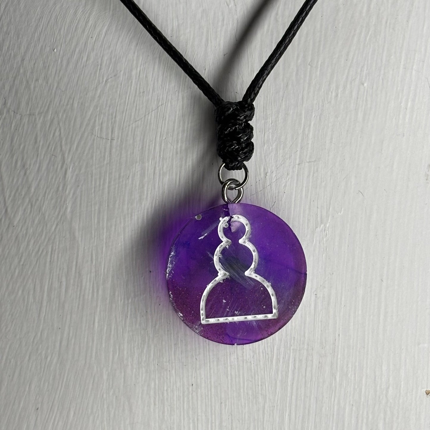 Purple Pawn - Handmade Resin Chess Necklace