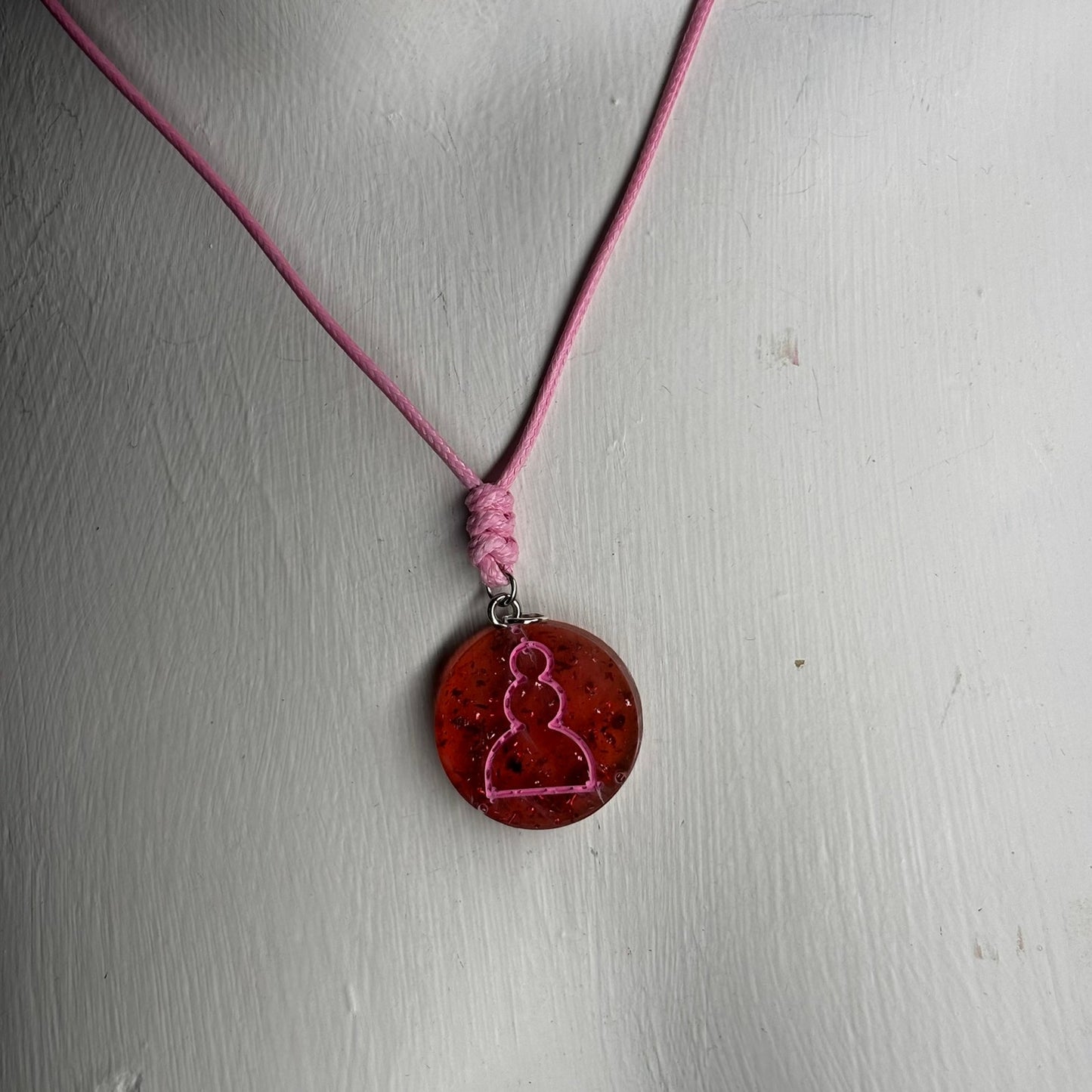 Red Crystal Pawn - Handmade Resin Chess Necklace