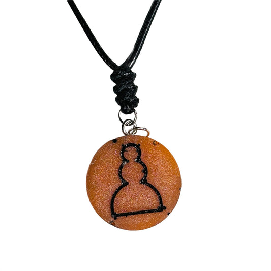 Orange Pawn - Handmade Resin Chess Necklace