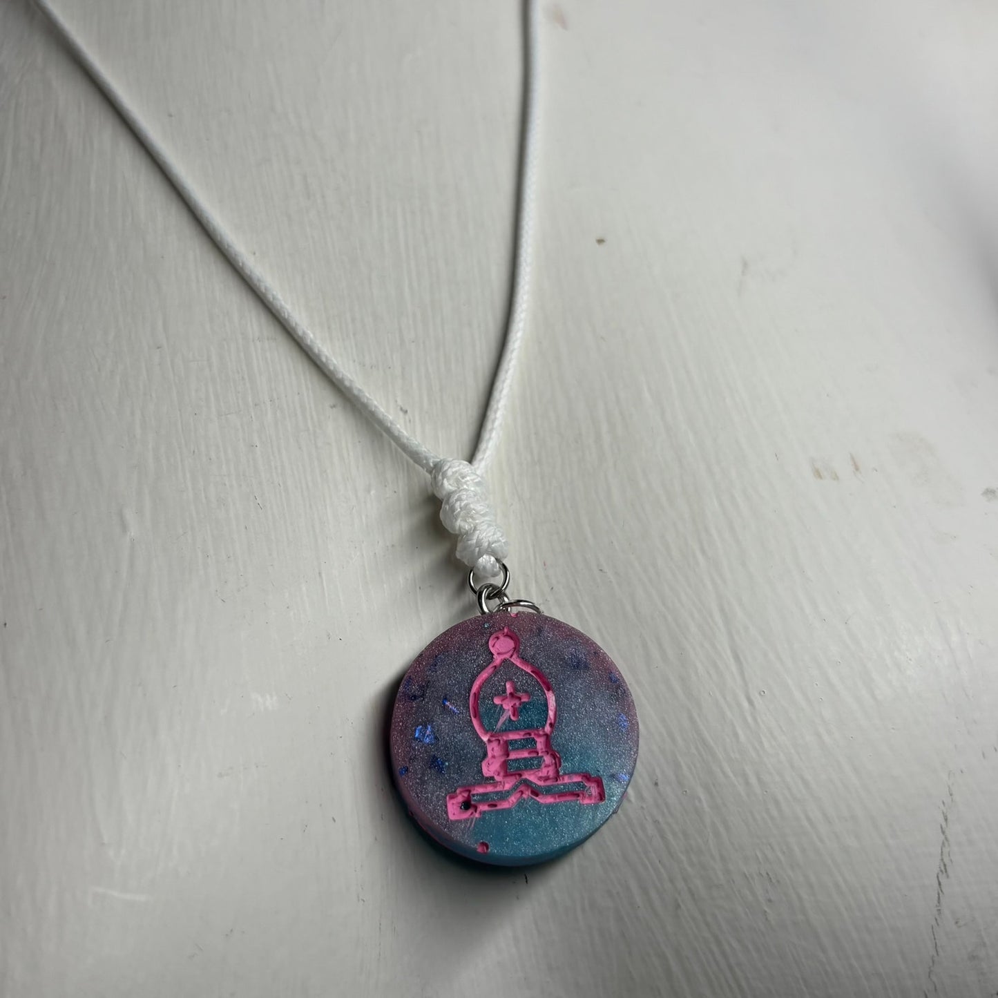 Fluid Pink Bishop - Handmade Resin Chess Necklace