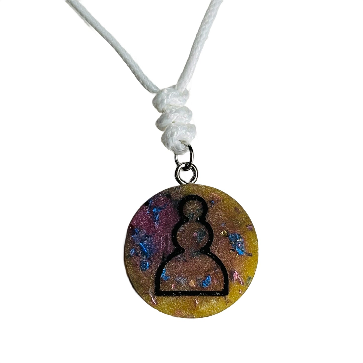 Yellow Crystal Pawn - Handmade Resin Chess Necklace