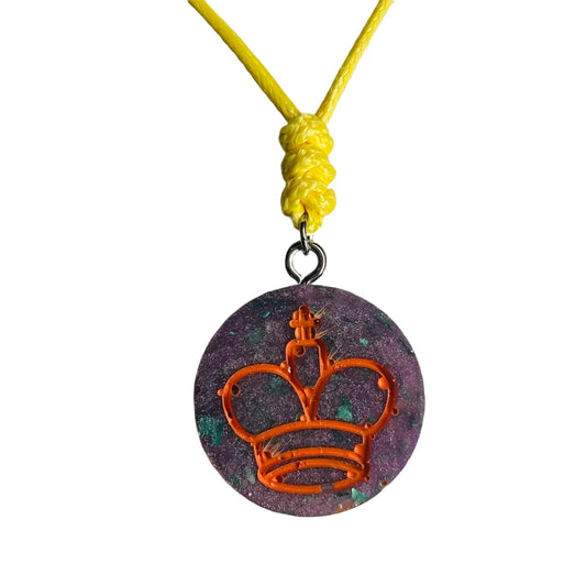 Purple Spaz King - Handmade Resin Chess Necklace