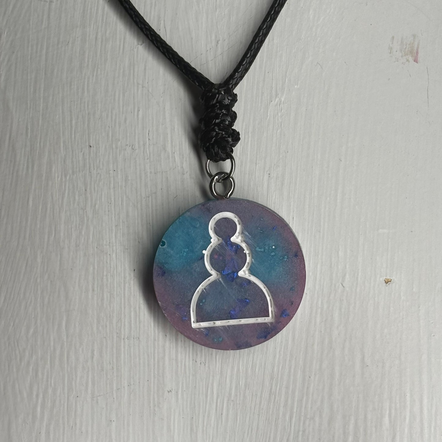 Purple Blue Pawn - Handmade Resin Chess Necklace