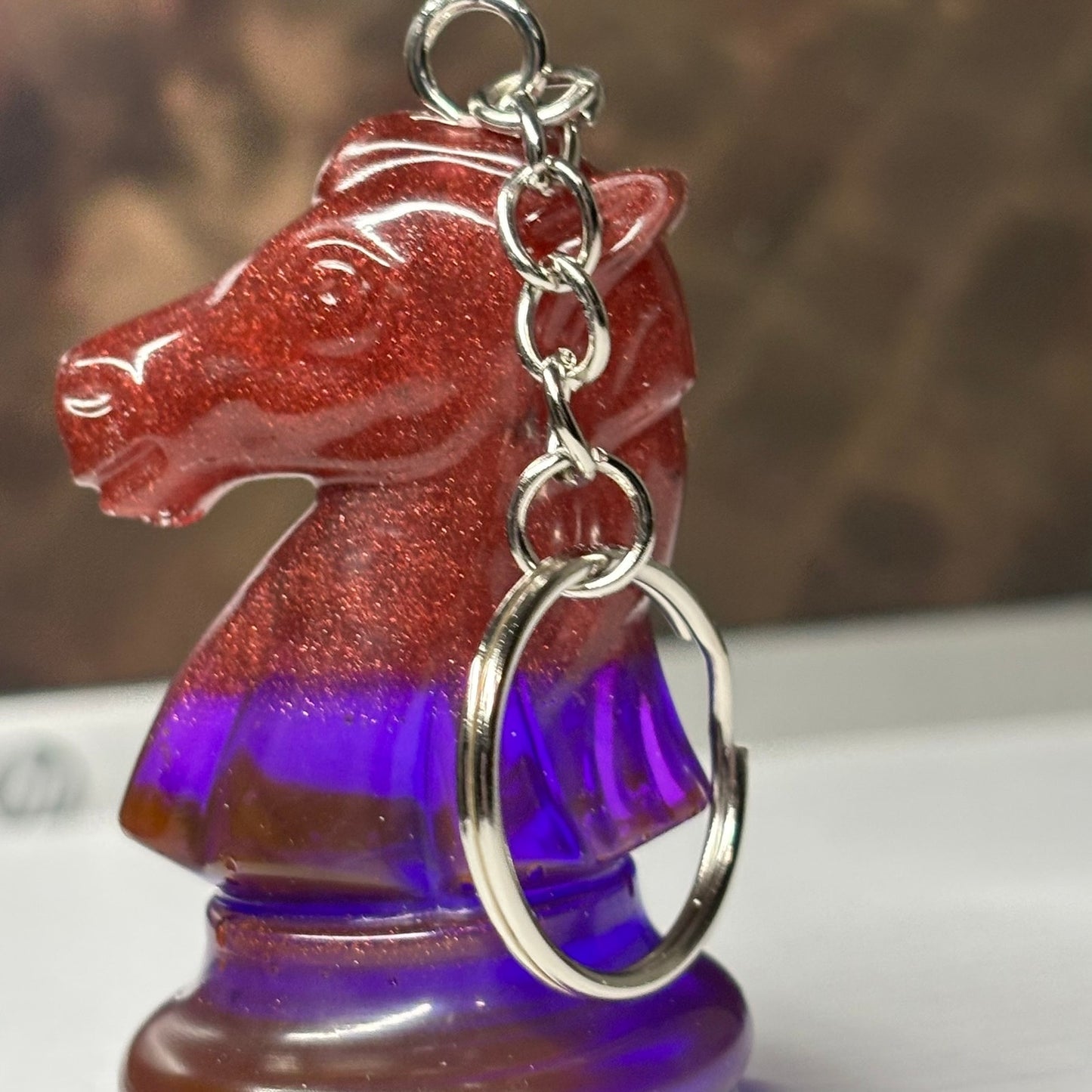 Purple Bottom Knight - Handmade Resin Keychain - Large Edition