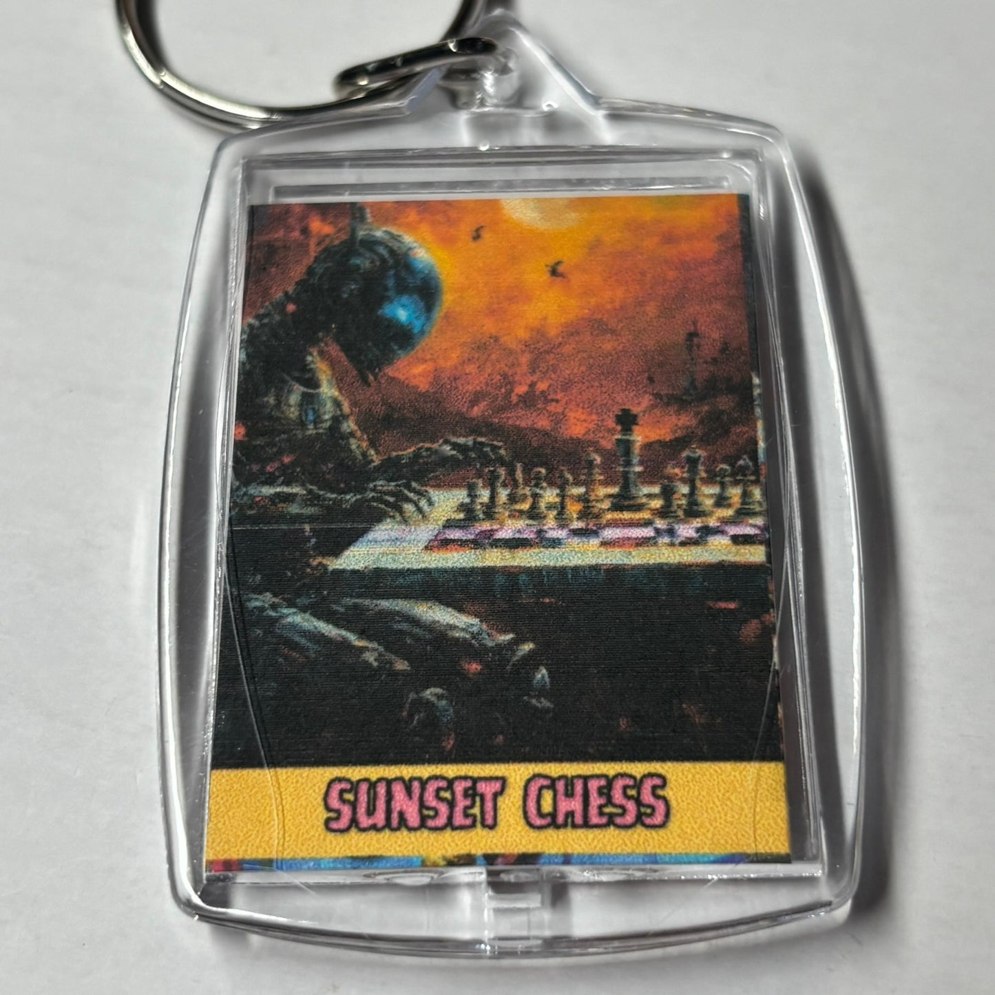 Chess In The Midst Of War - Sunset Chess Photo Keychain