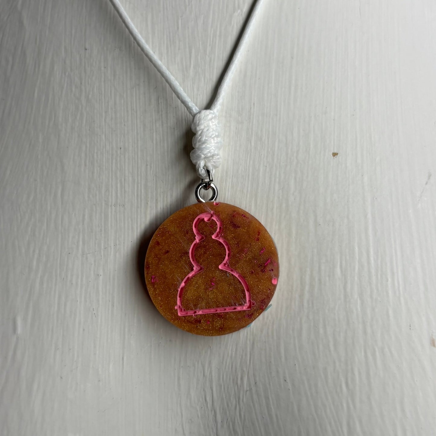 Furnace Orange Pawn - Handmade Resin Chess Necklace