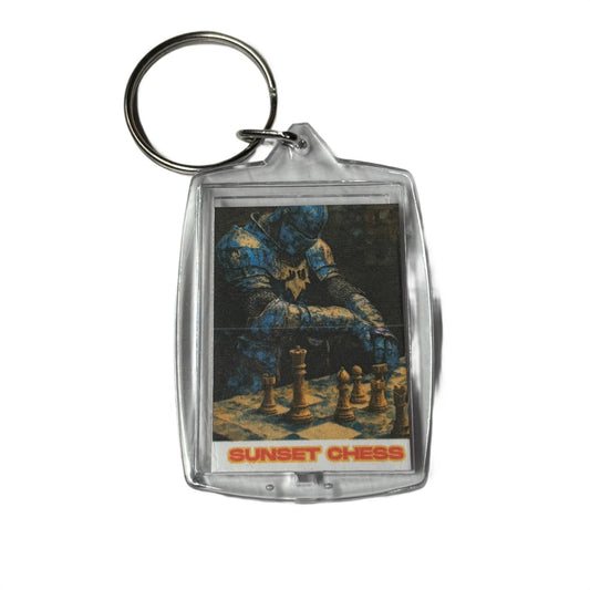 Blue Knight - Sunset Chess Photo Keychain