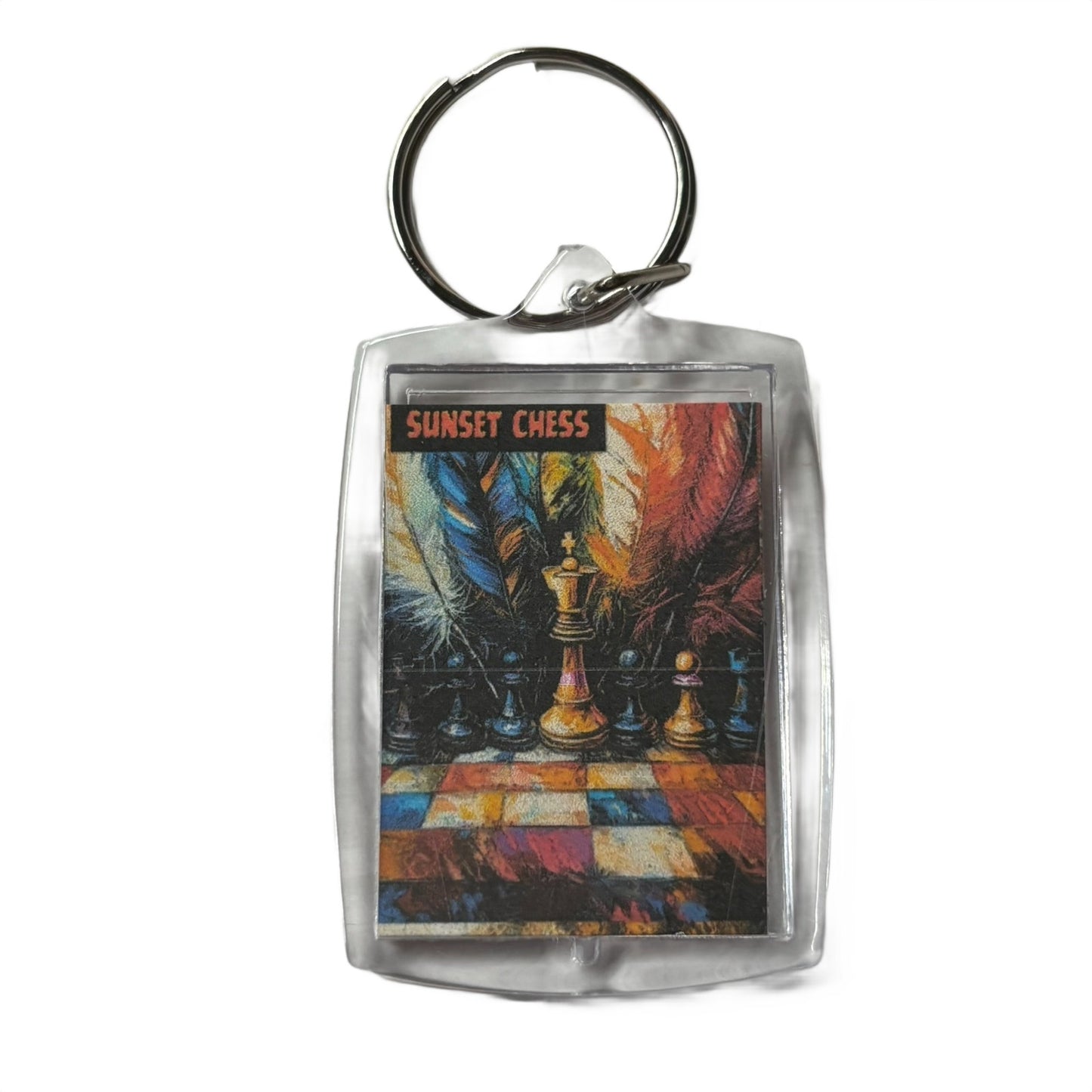 Colored Feathers - Chess  Photo Keychain