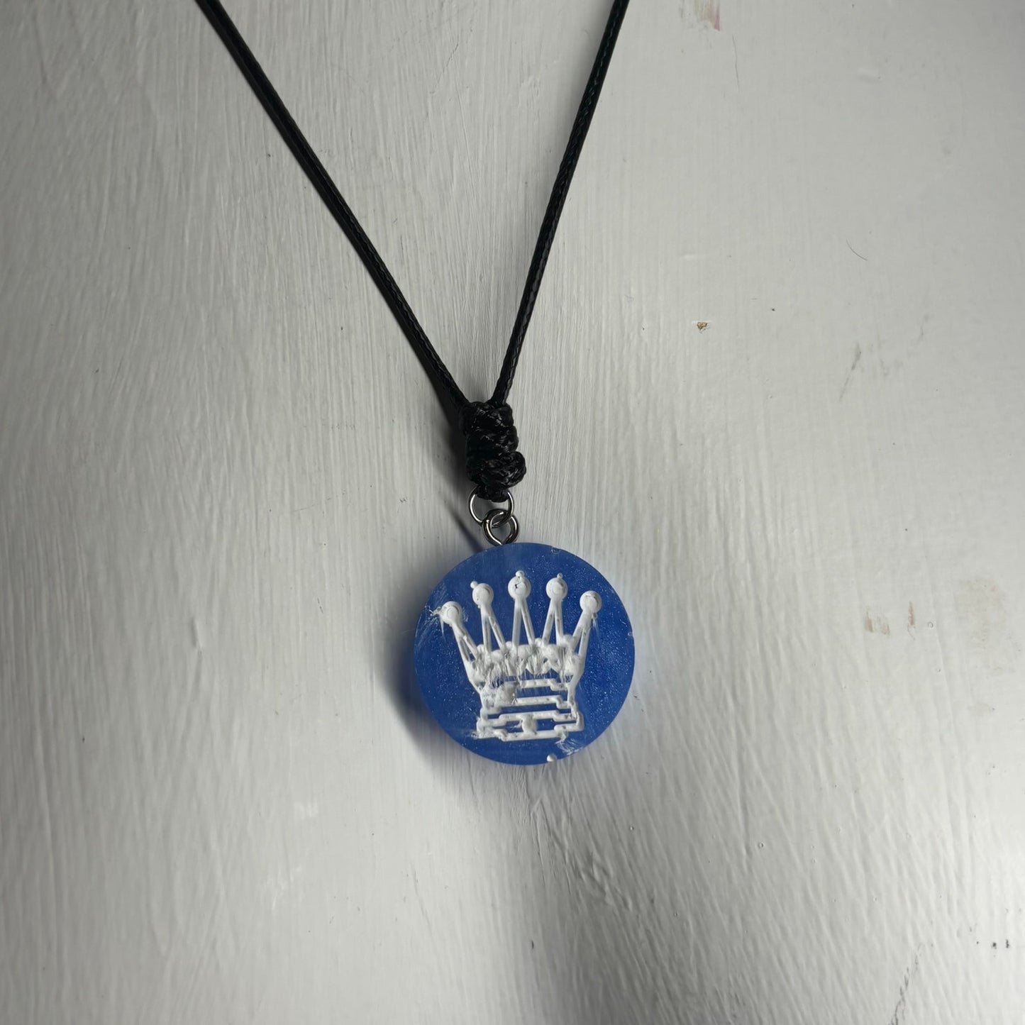 Blue Queen - Handmade Resin Chess Necklace