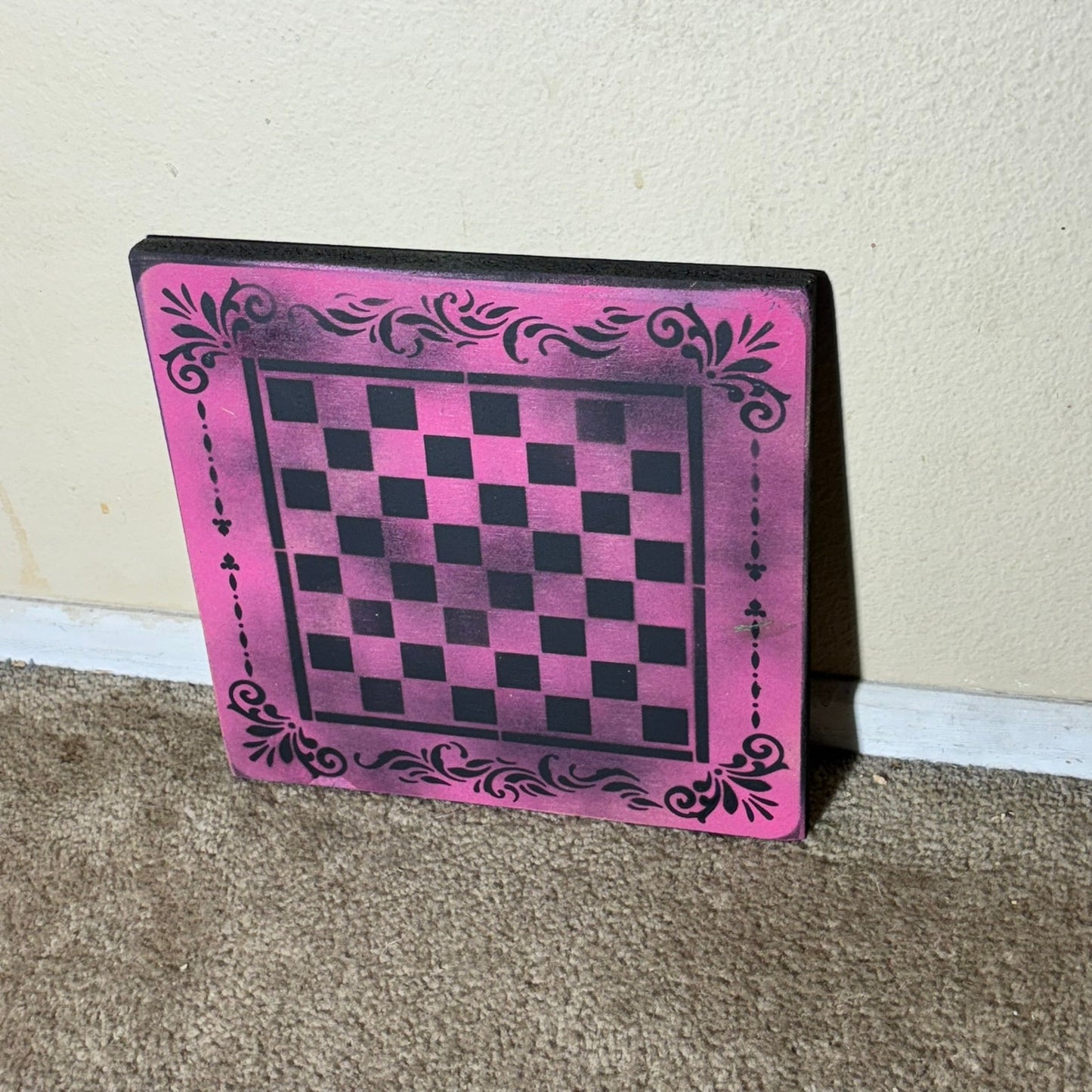 Pink Black Mist - Painted Chess Board