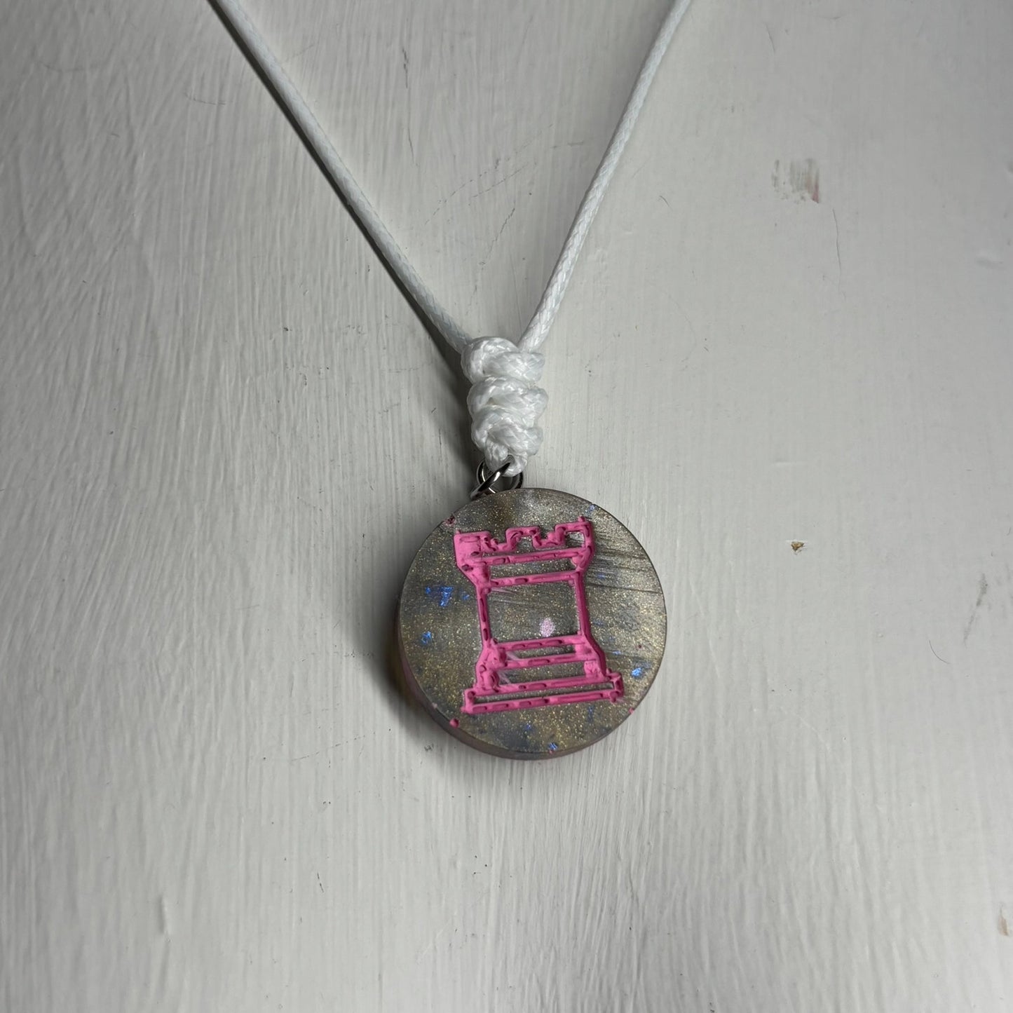 Classic Retro Rook - Handmade Resin Chess Necklace