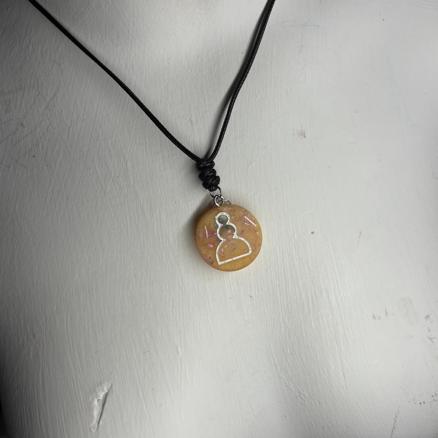 Yellow Crystal Pawn - Handmade Resin Chess Necklace