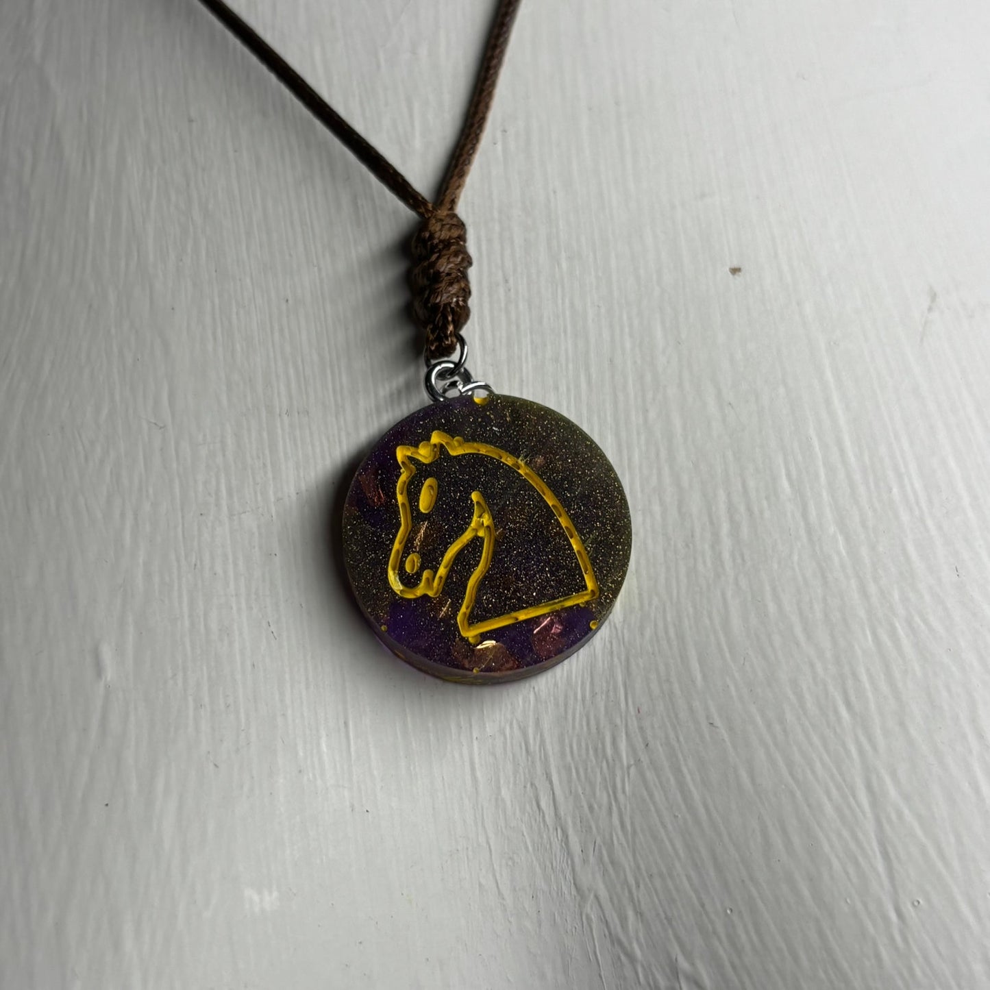 Purple Knight - Handmade Resin Chess Necklace