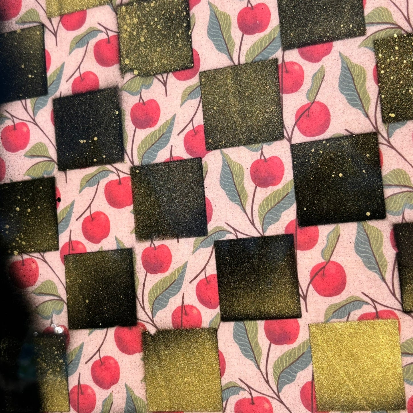 Golden Cherries - Resin Coated Chess Board