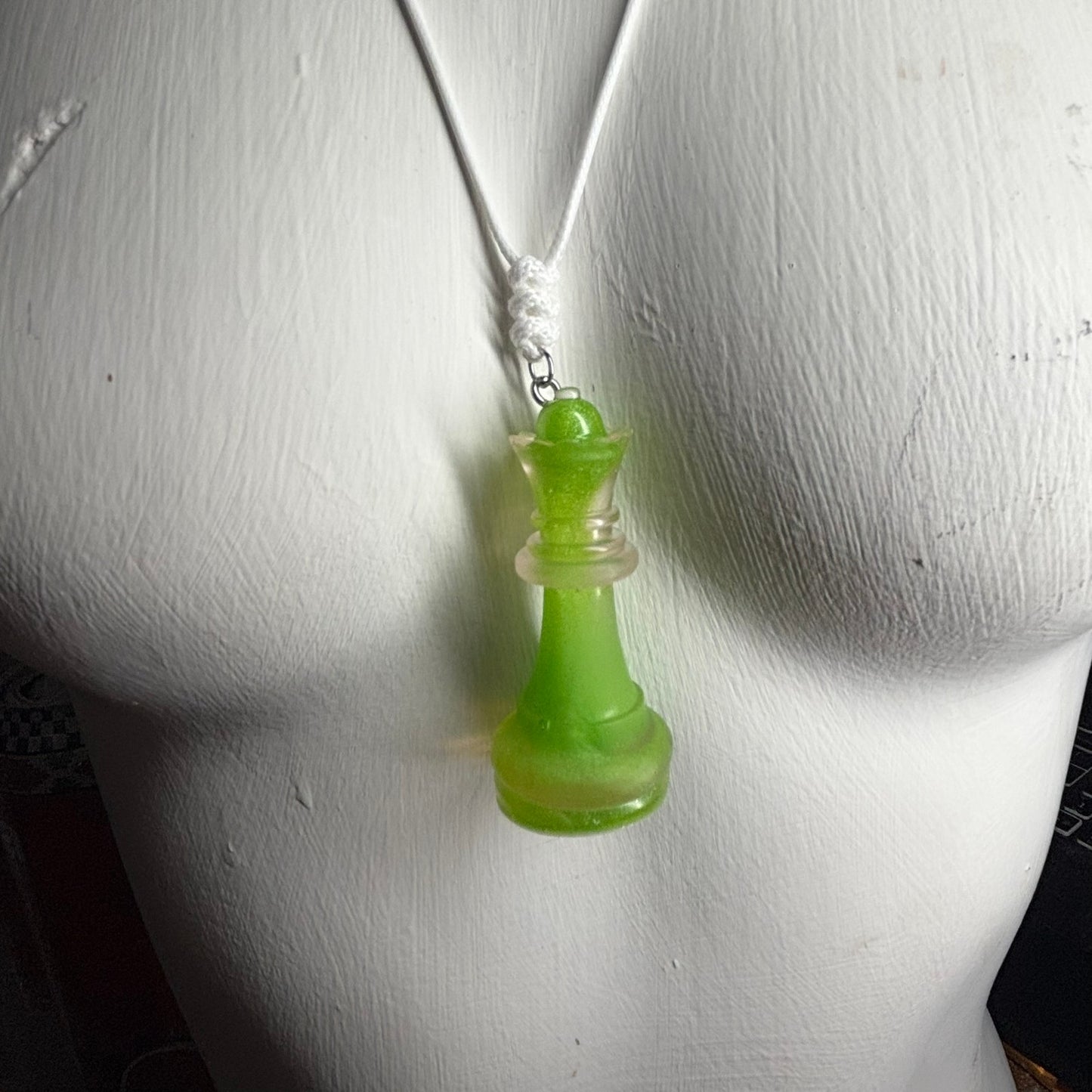 Lemon Green Queen - Handmade Resin Chess Necklace