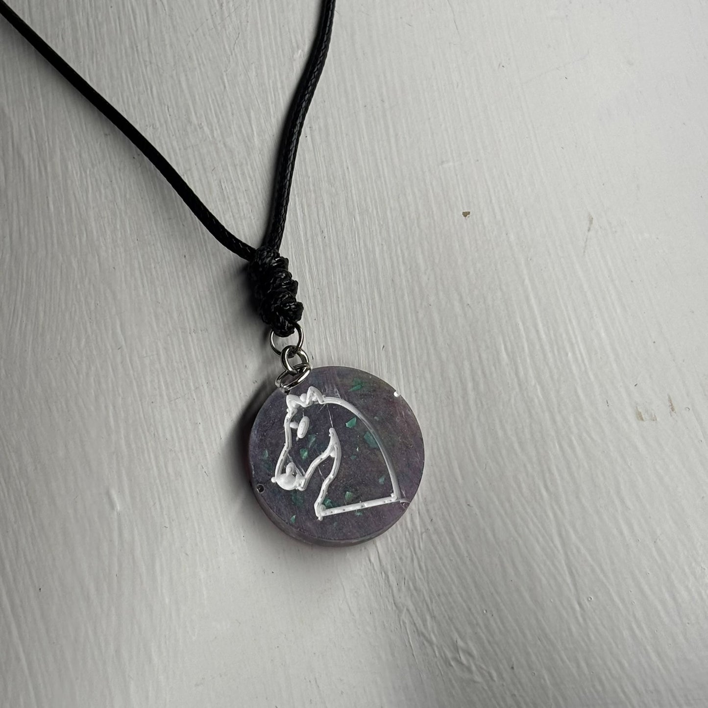 Purple Knight - Handmade Resin Chess Necklace