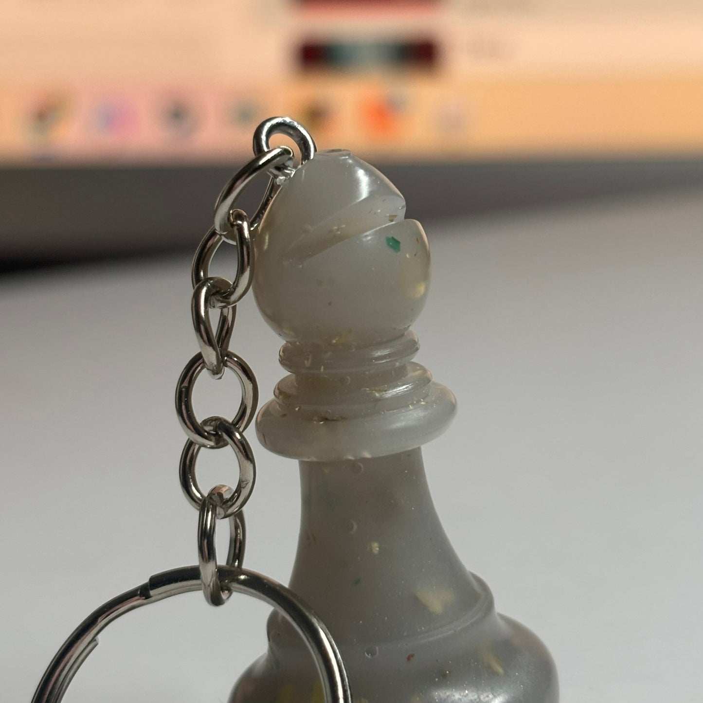 Gray Crystal Bishop - Handmade Resin Keychain