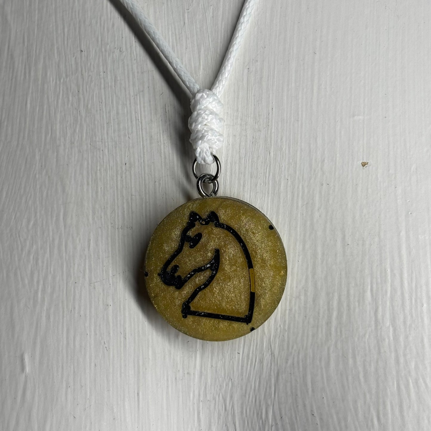 Cream Yellow Knight - Handmade Resin Chess Necklace