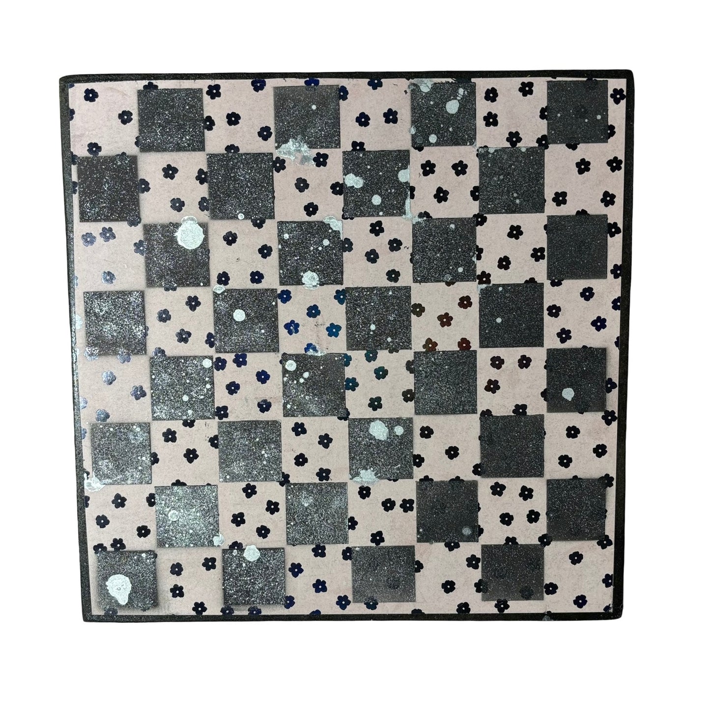 Black Flowers - Scrapbook Chess Board