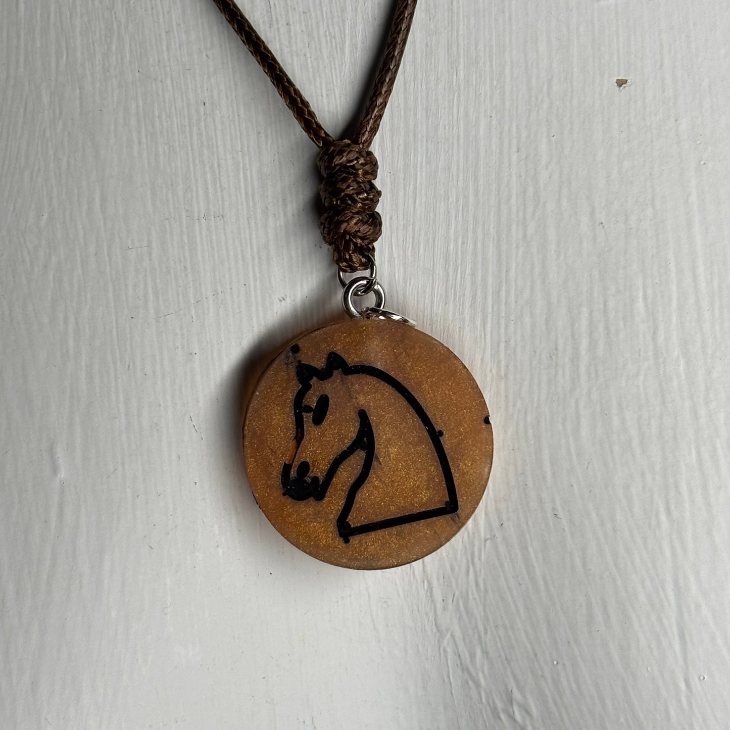 Orange Knight - Handmade Resin Chess Necklace