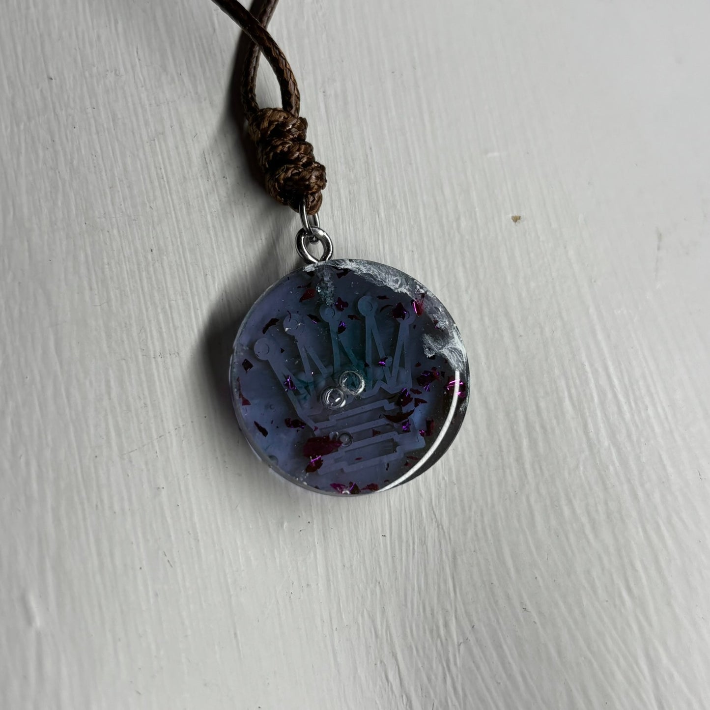 Translucent Purple Queen - Handmade Resin Chess Necklace