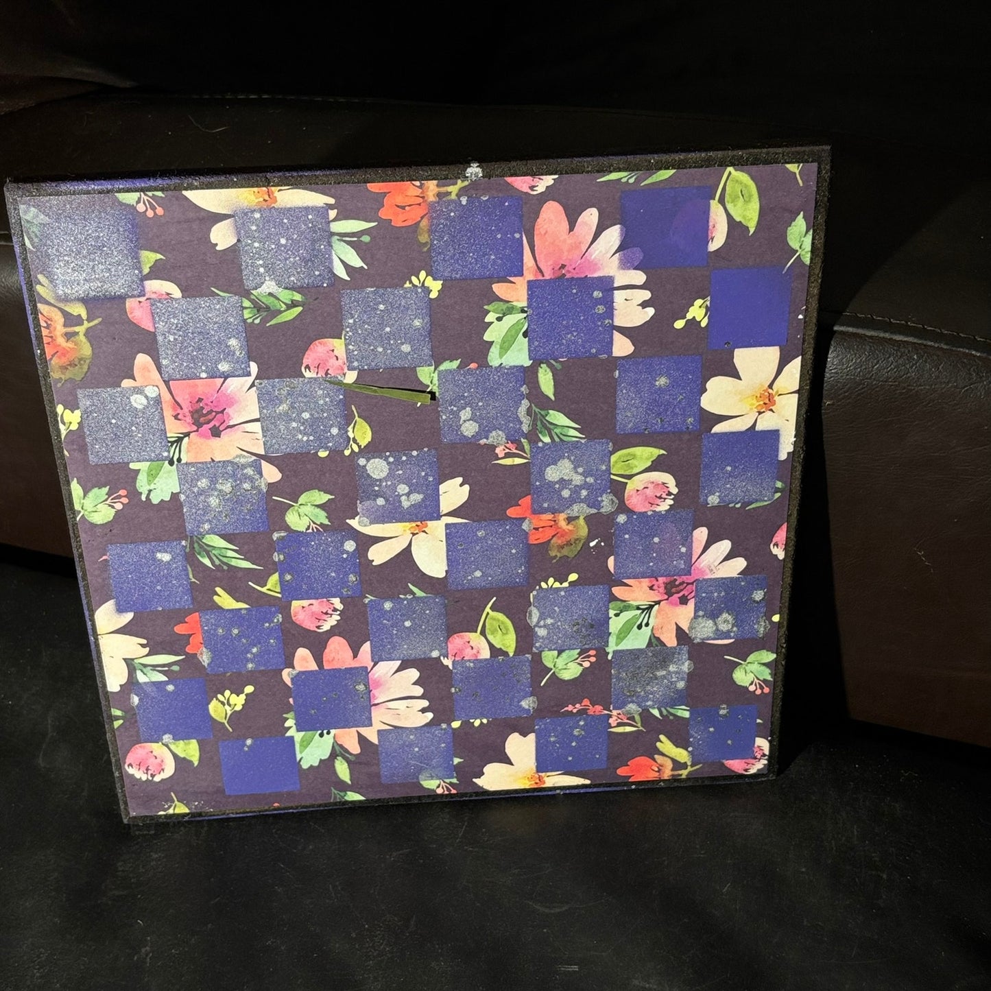 Purple Flush Flowers - Scrapbook Chess Board