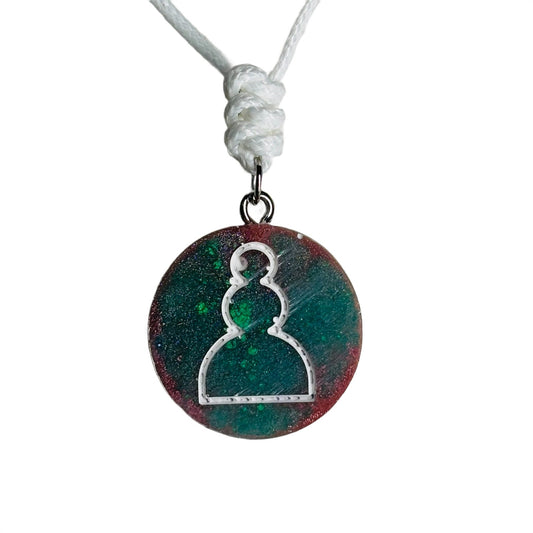 Forest Mint Pawn - Handmade Resin Chess Necklace - Flat Edition