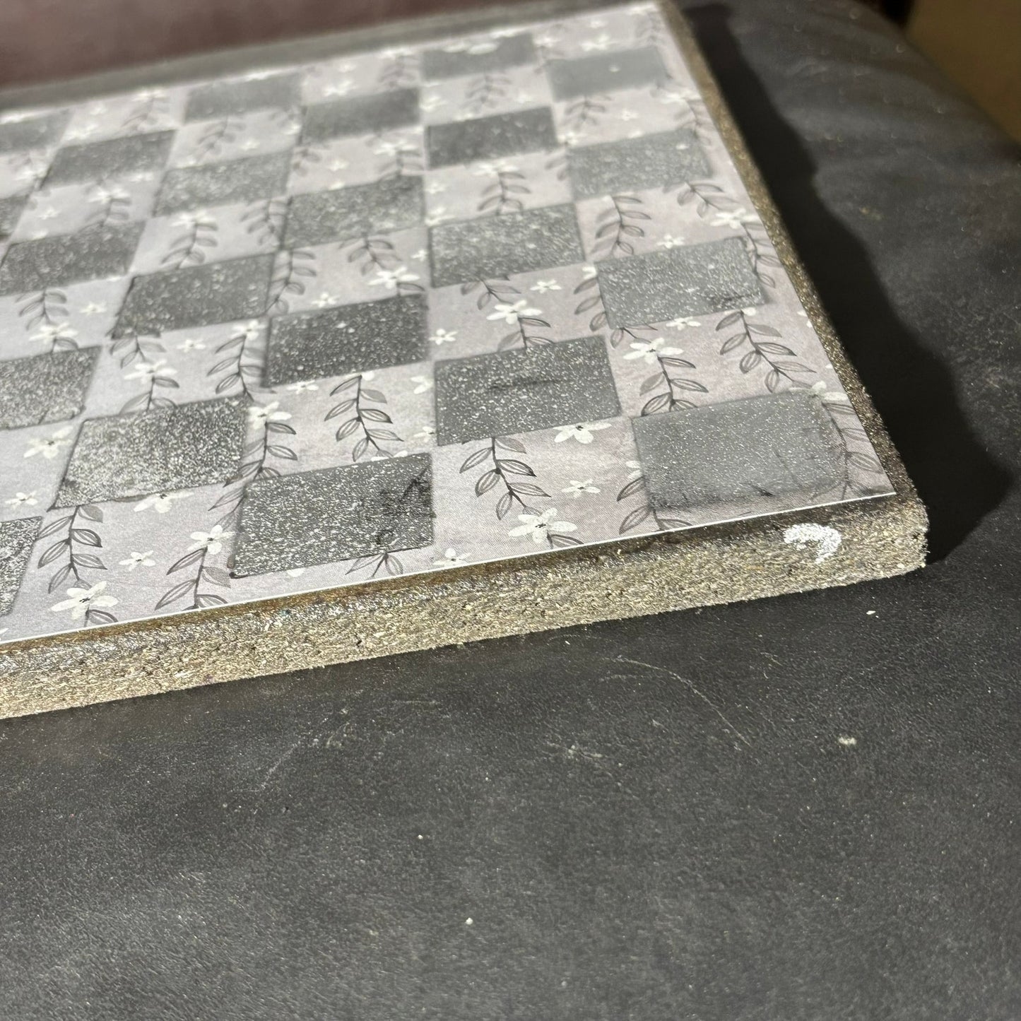 Gray Plant Pattern - Scrapbook Chess Board