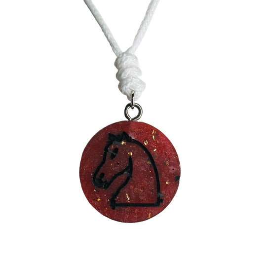 Crystal red Knight - Handmade Resin Chess Necklace