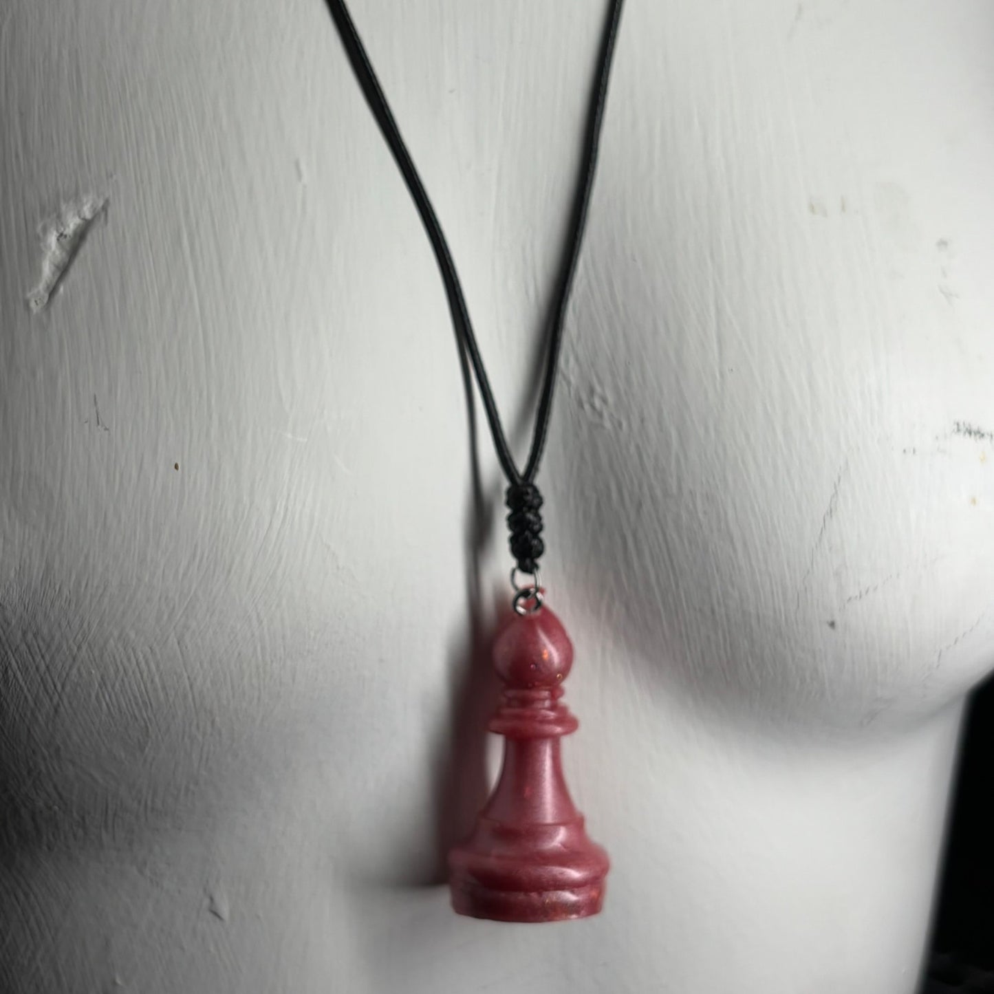 Peach Pink Bishop - Handmade Resin Chess Necklace