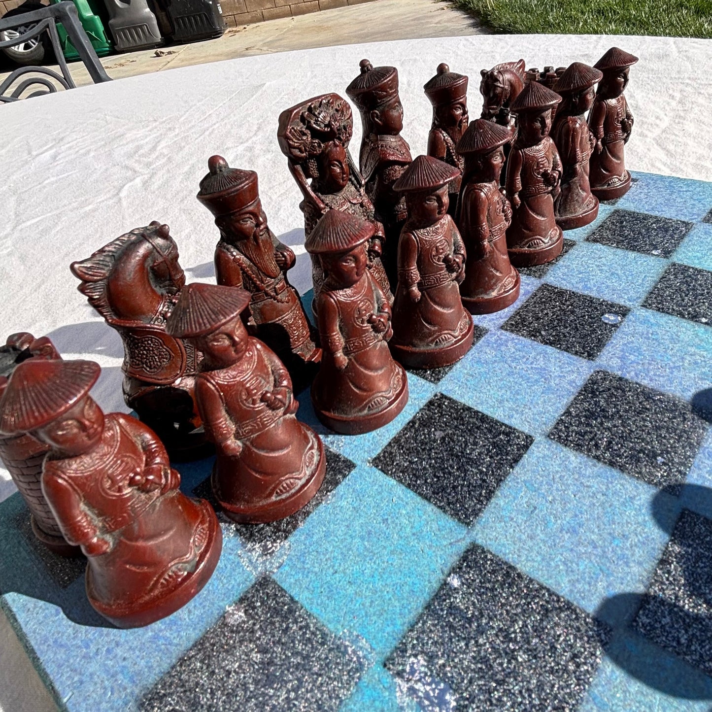 Greenish Blue Space - Chinese Edition Chess Set