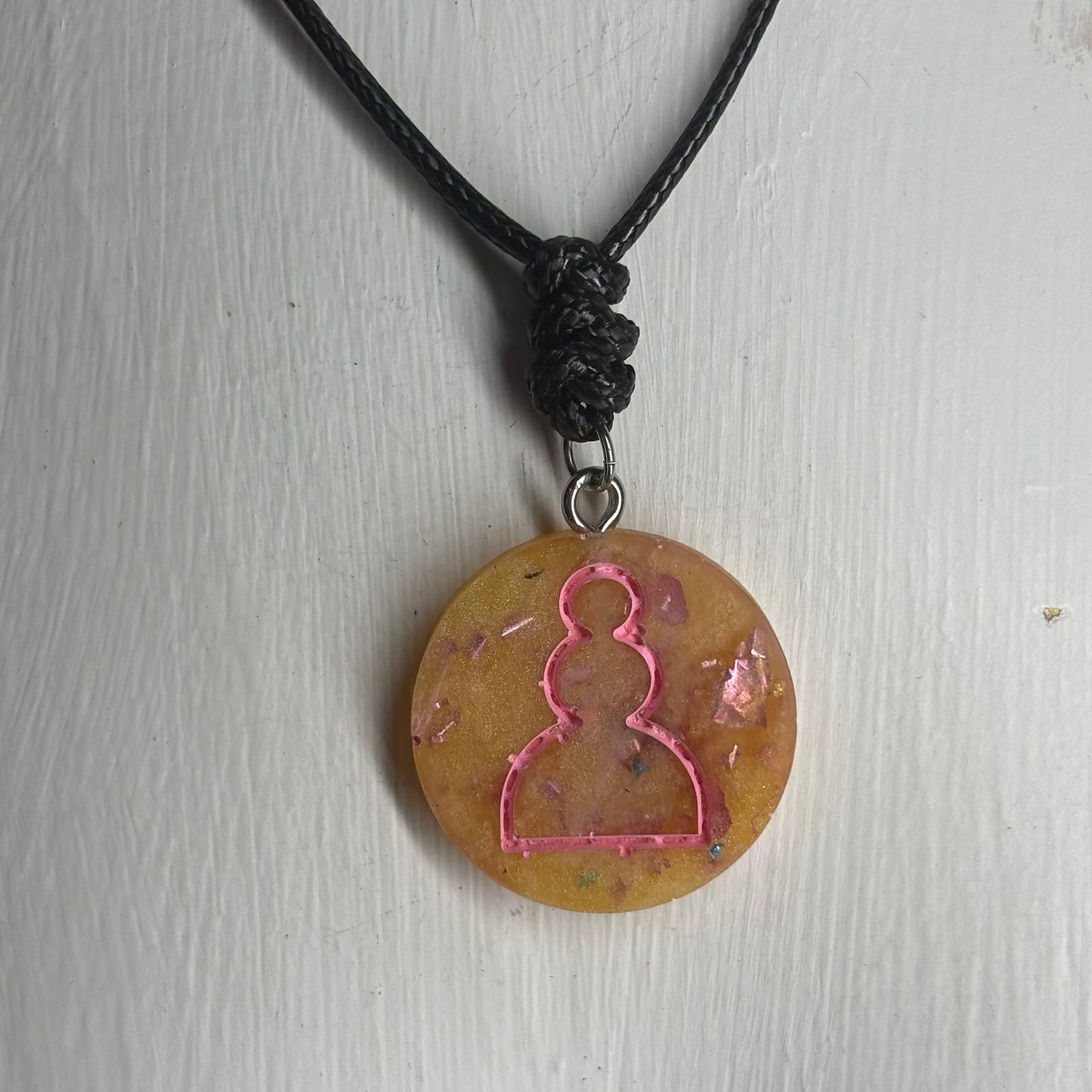 Yellow Crystal Pawn - Handmade Resin Chess Necklace