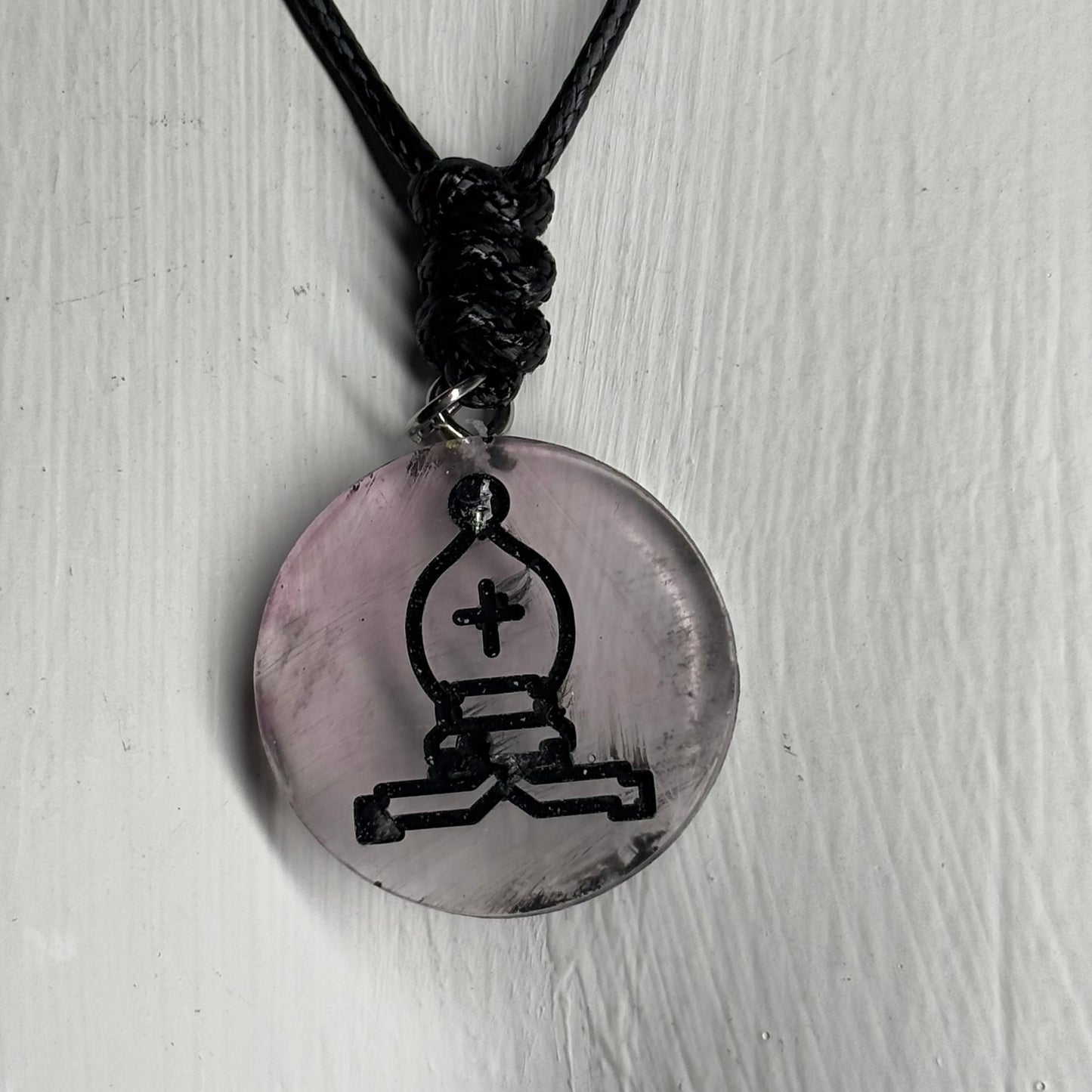 Translucent Bishop - Handmade Resin Chess Necklace - Flat Edition