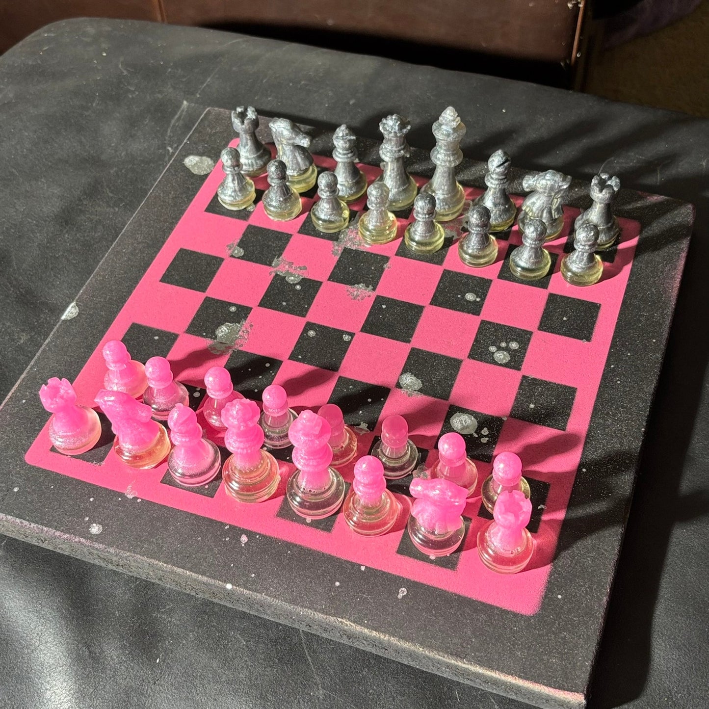 Pink & Black - Painted Chess Set