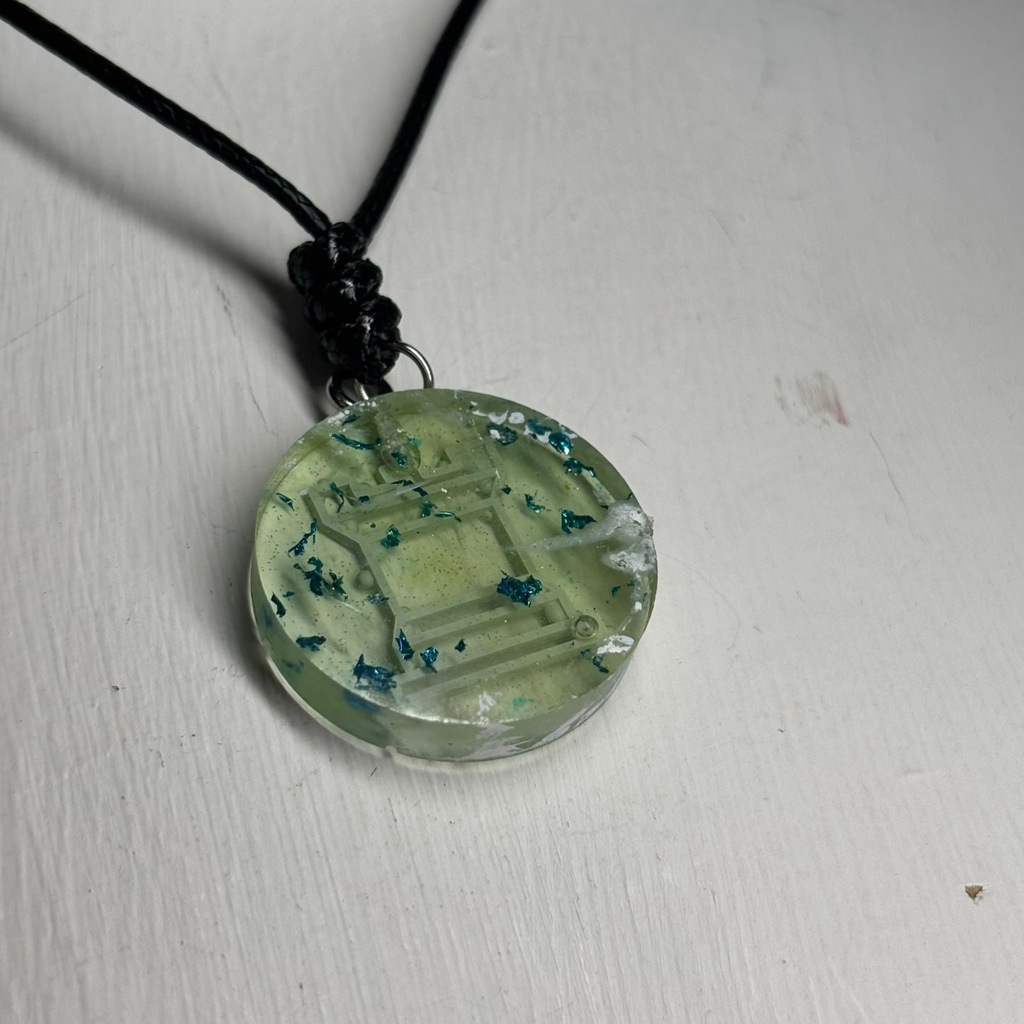 Light Lime Green Rook - Handmade Resin Chess Necklace
