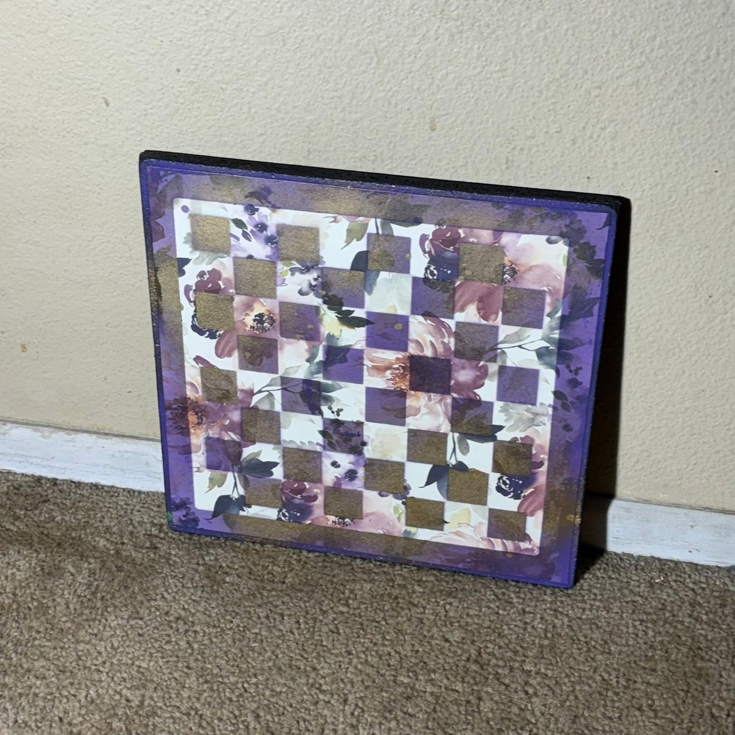Royal Purple Flowers - Scrapbook Chess Board