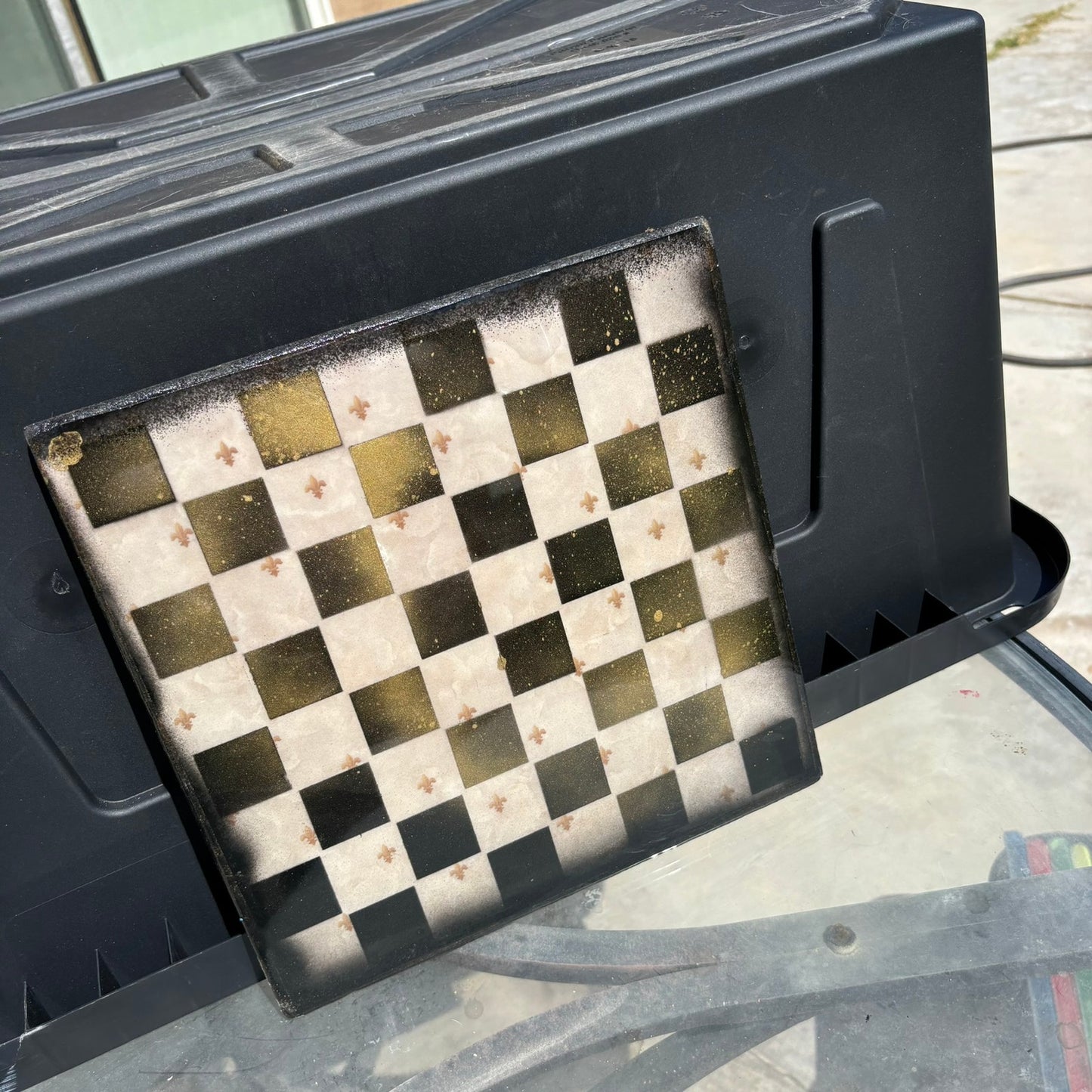 Old School Cream - Resin Coated Chess Board