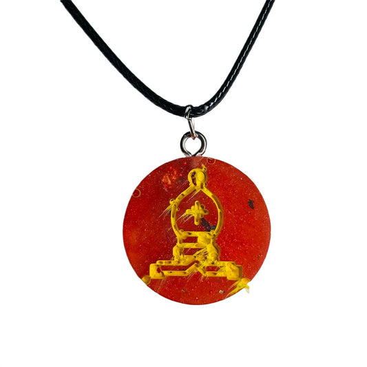 Cherry red Bishop - Handmade Resin Chess Necklace
