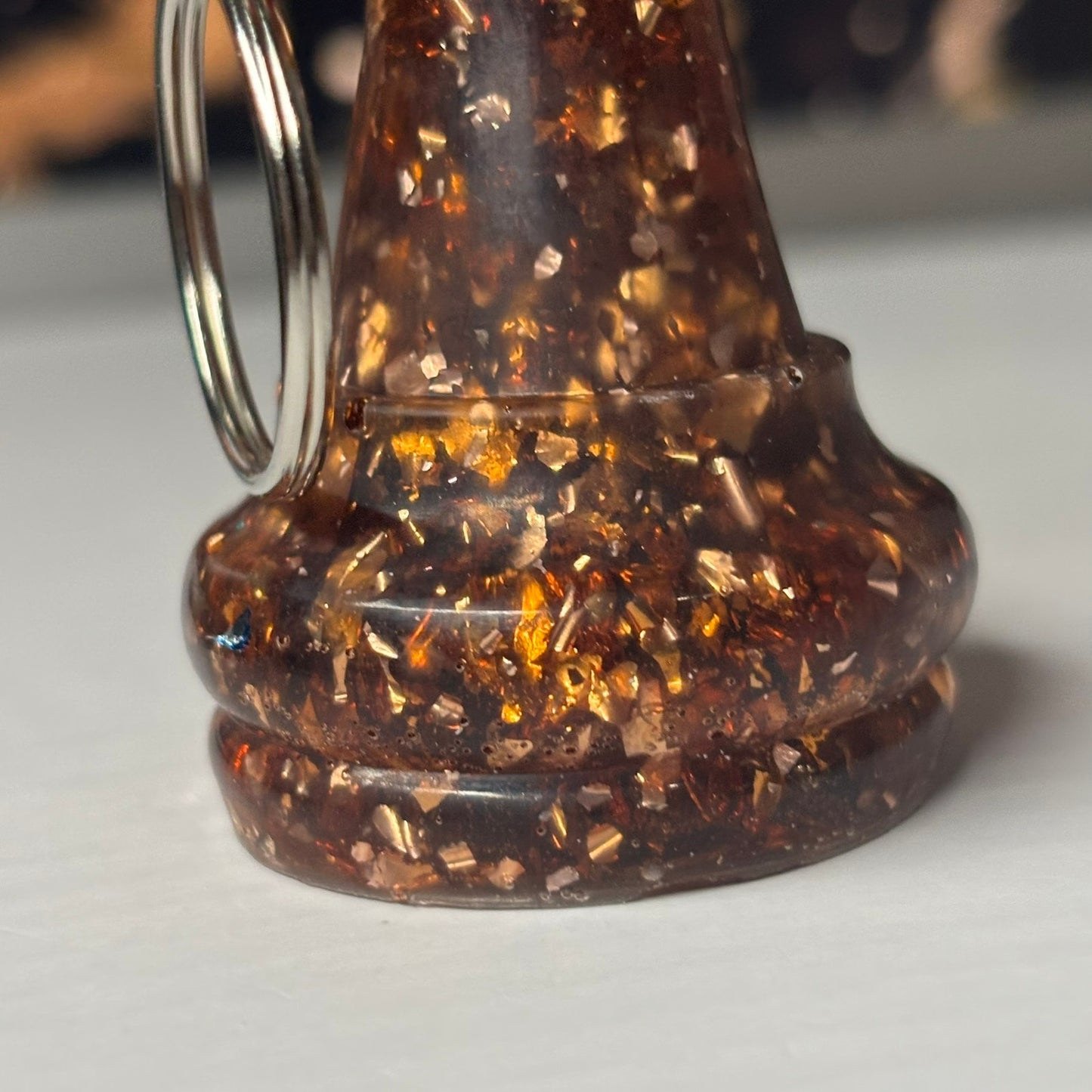 Amber Crystal King - Handmade Resin Keychain - Large Edition