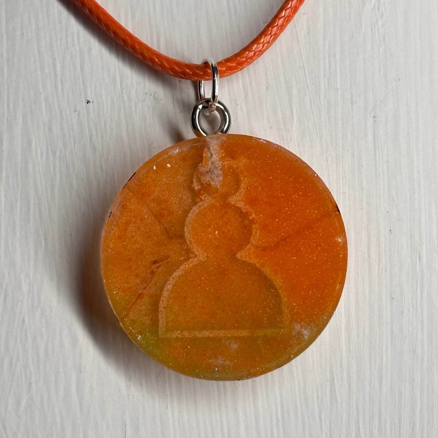 Orange Pawn Burst - Handmade Resin Chess Necklace