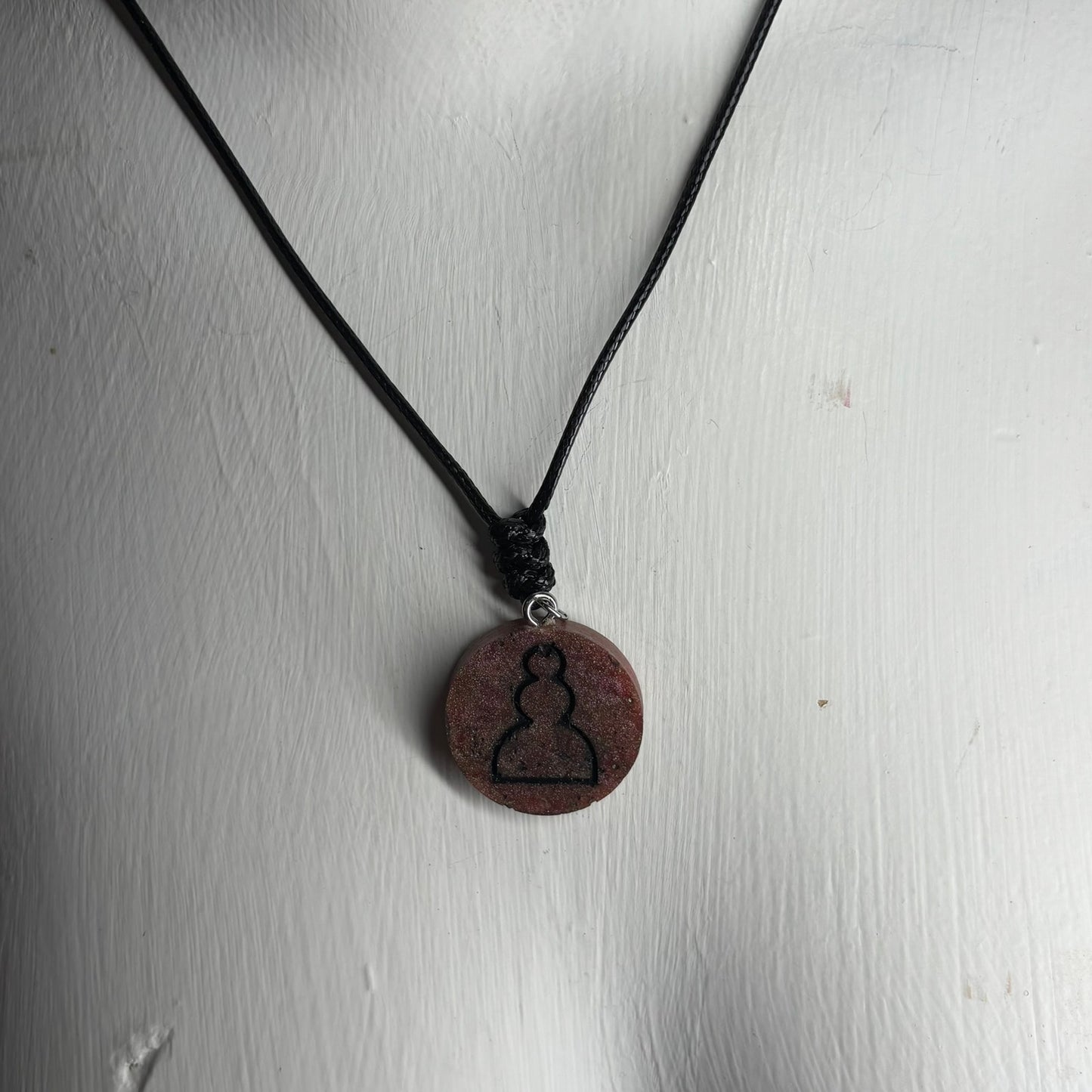 Burgundy Pawn  - Handmade Resin Chess Necklace