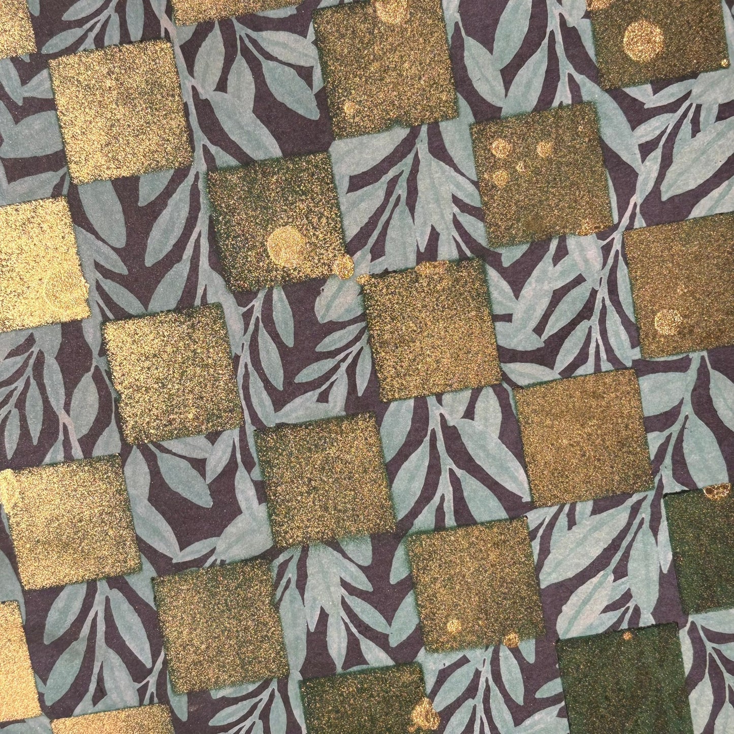 Golden Green Leaves - Scrapbook Chess Board