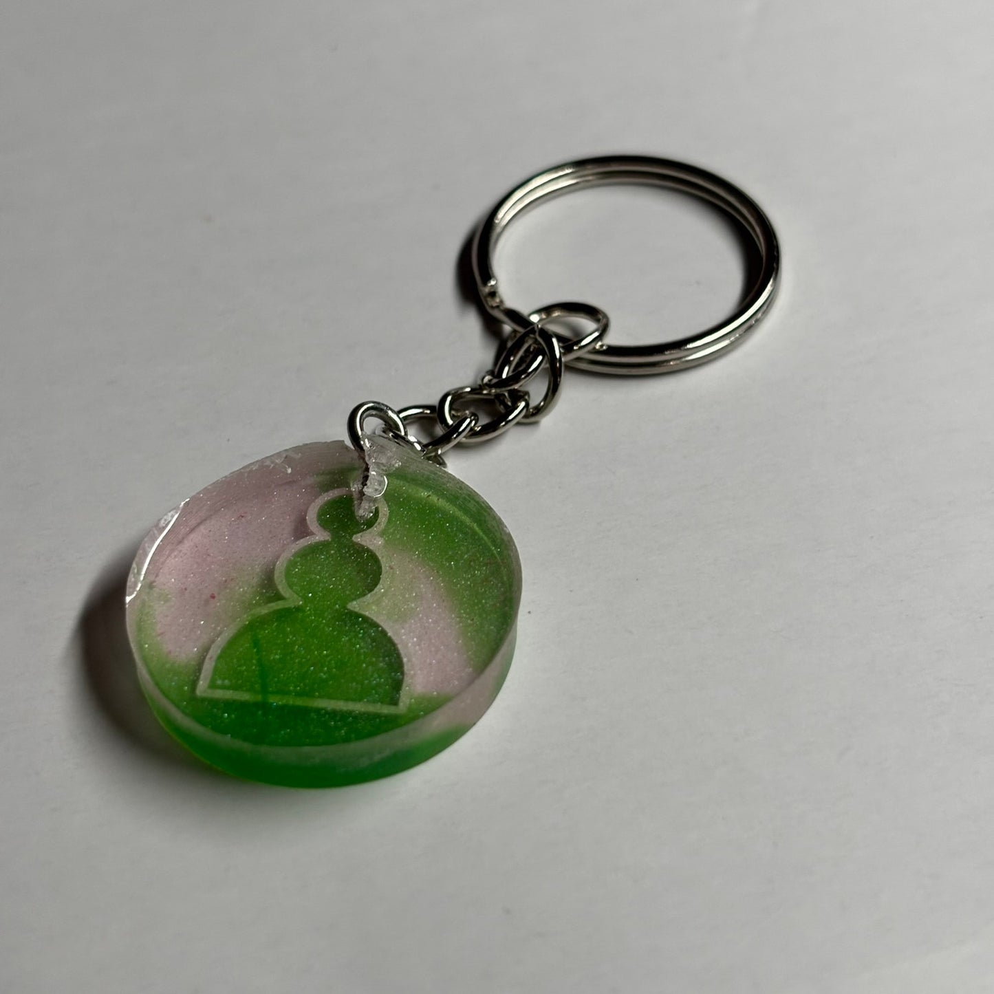 Green Pink Pawn - Handmade Resin Keychain
